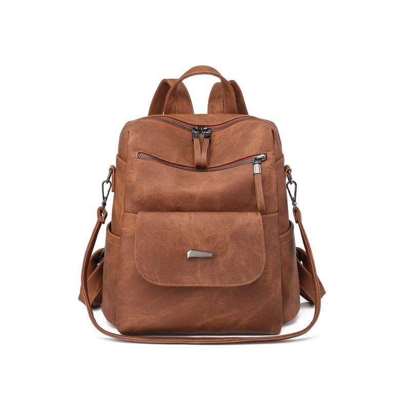 .com: WYFJNX PU Leather Backpack Purse for Women Fashion Multipurpose  Design Handbag Ladies Shoulder Bags Travel Backpack Brown : Clothing