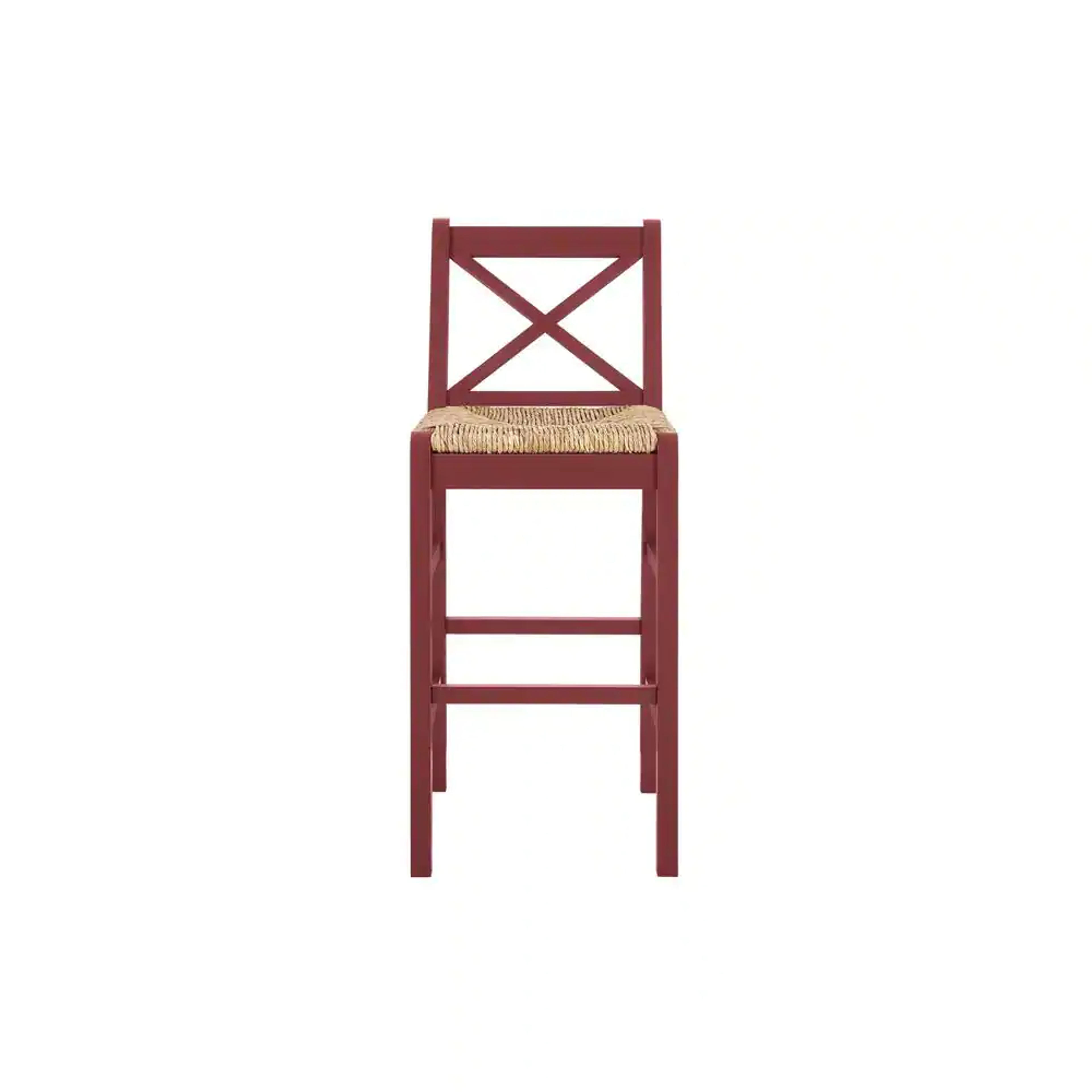 Home Decorators Collection Dorsey Mason Red Wood Bar Stool with Back and Woven Rush Seat ST1808245-NMAS - The Home Depot