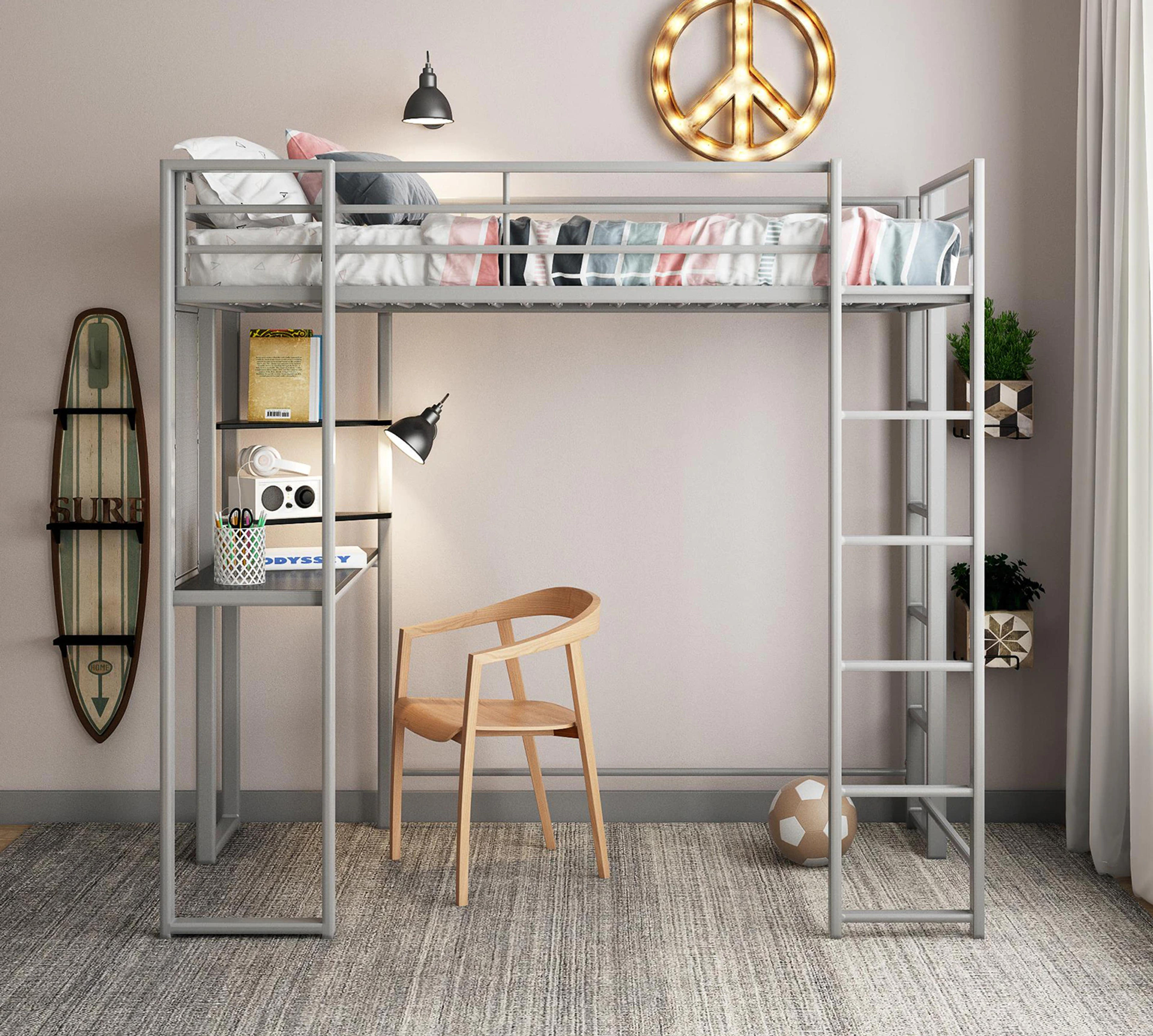 Atwater Alix Metal Loft Bed with Desk