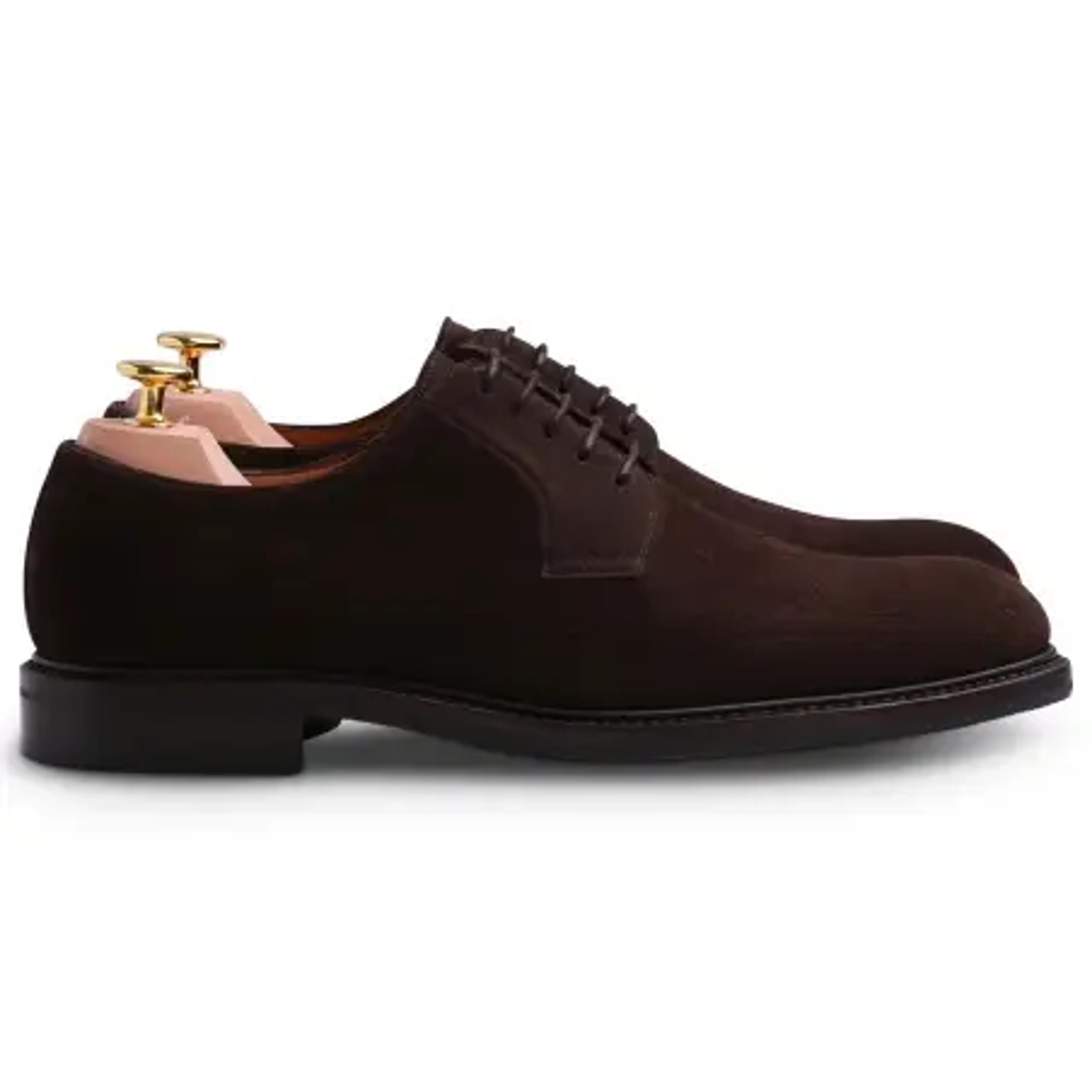 Skolyx plain toe derby in dark brown suede | Skolyx