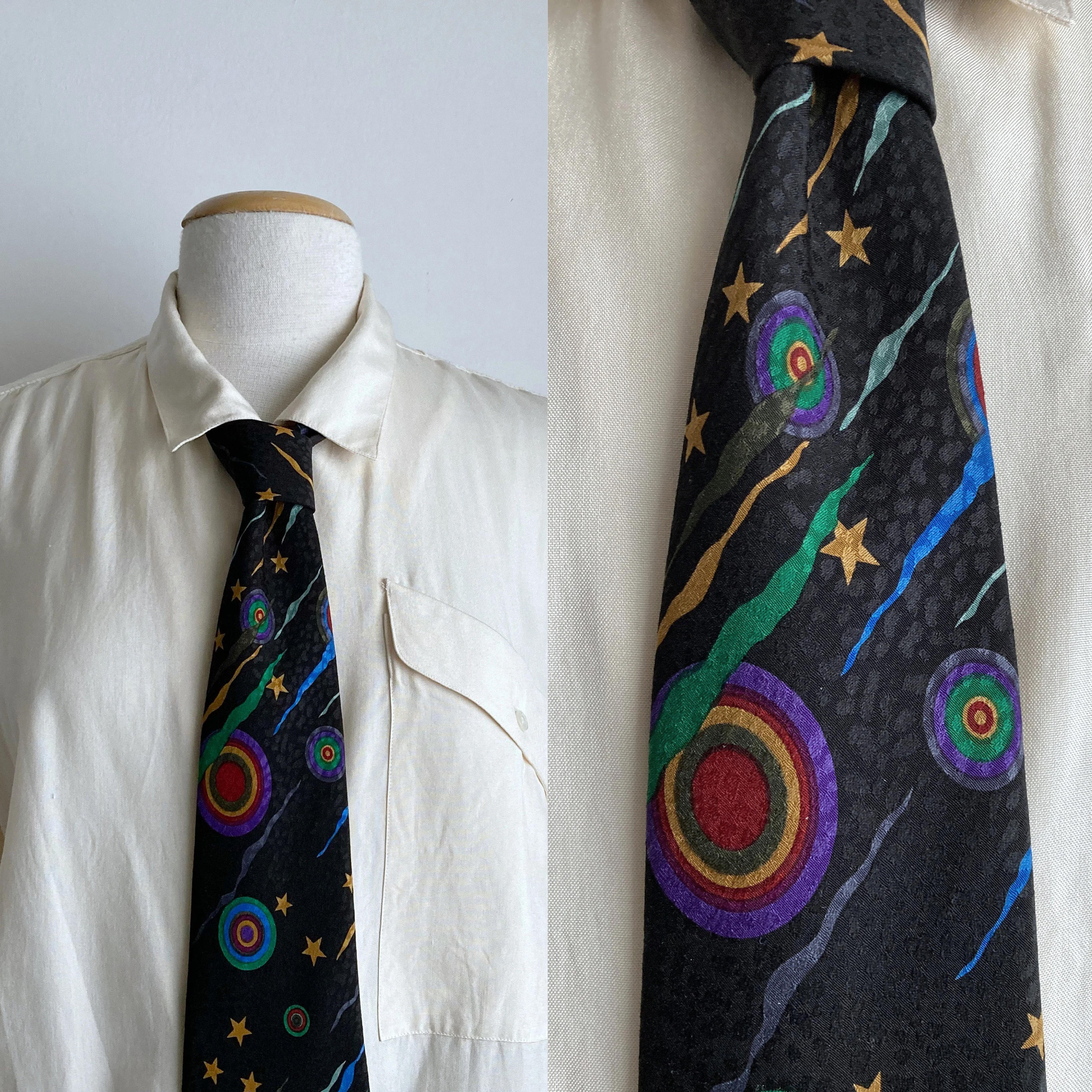 Stars and Planets Tie Vintage Black Abstract Tie Novelty - Etsy UK