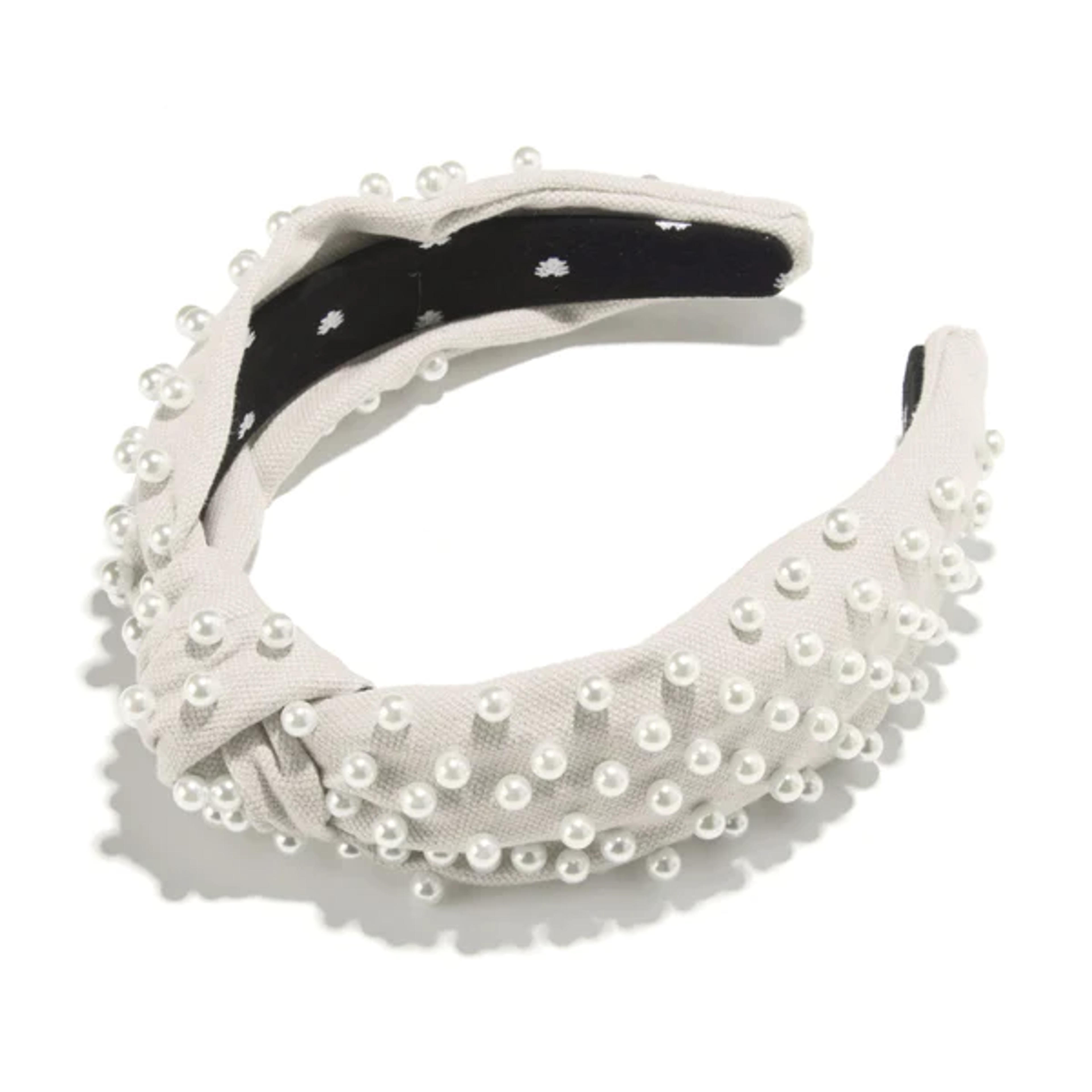 IVORY WOVEN PEARL HEADBAND - Lele Sadoughi