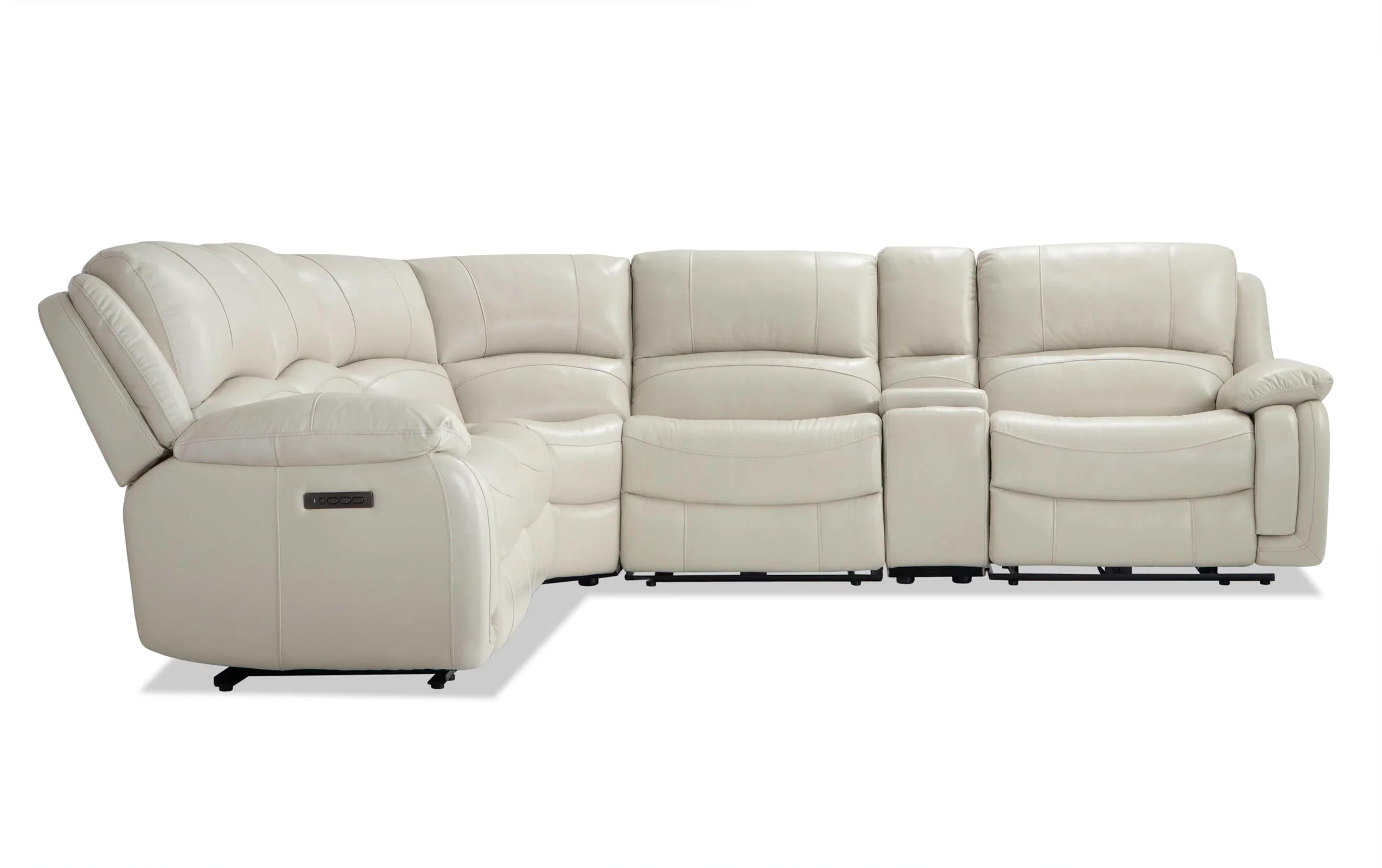 Titan Ice Leather 6 Piece Power Reclining Sectional | Bob's Discount Furniture