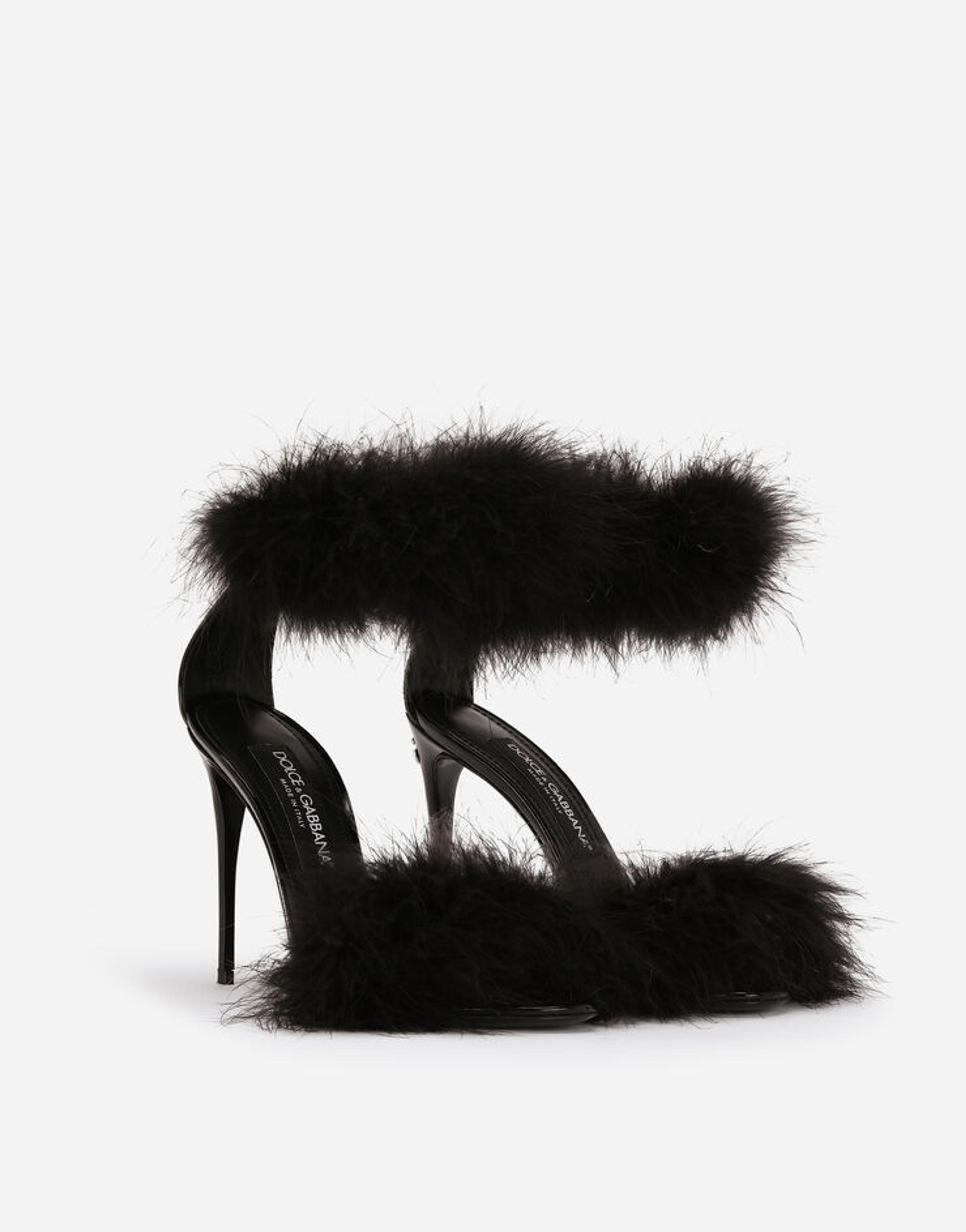 Marabou sandals in Black for Women | Dolce&Gabbana®