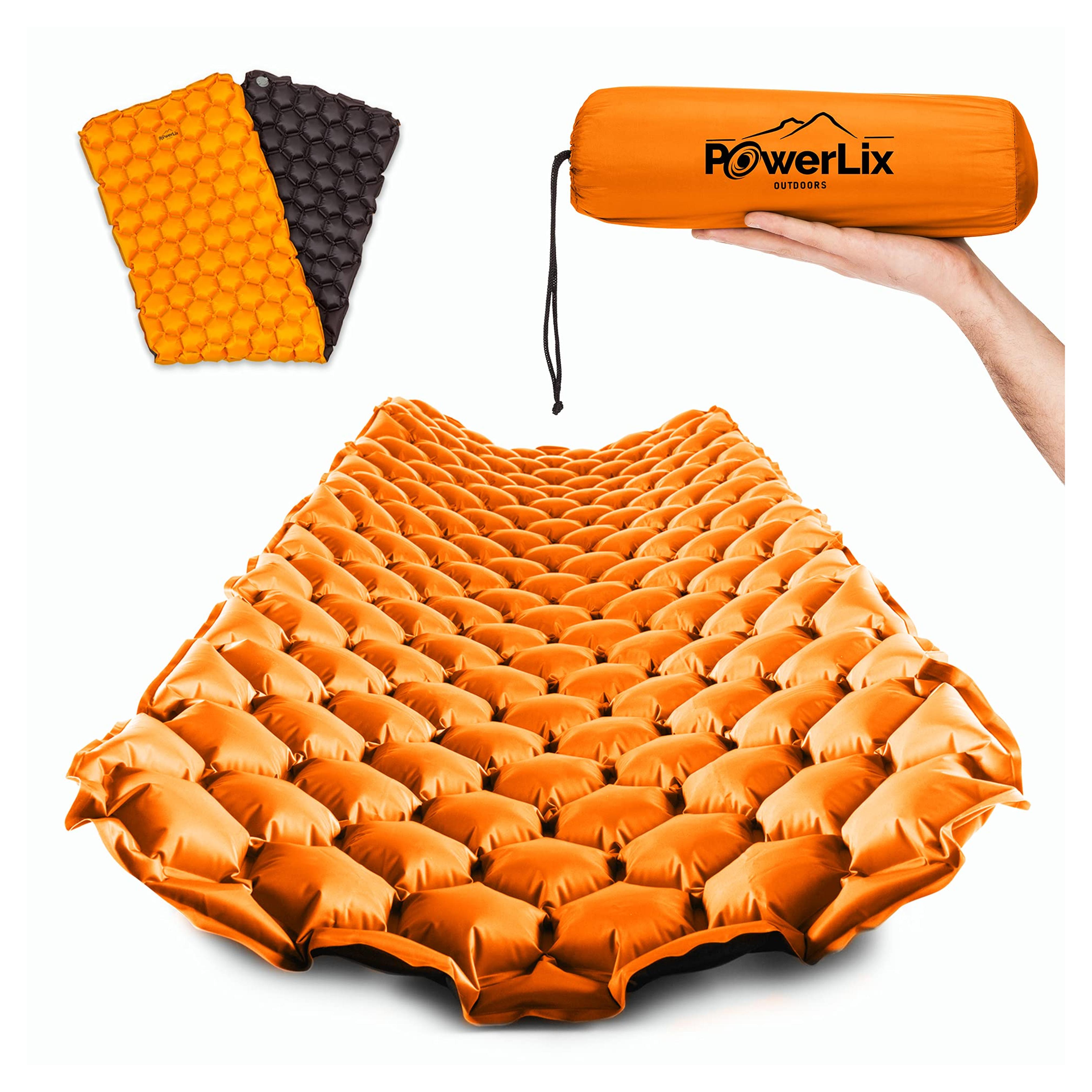 POWERLIX Sleeping Pad - Ultralight Inflatable Sleeping Mat, Ultimate for Camping, Backpacking, Hiking - Airpad, Inflating Bag, Carry Bag, Repair Kit - Compact & Lightweight Air Mattress