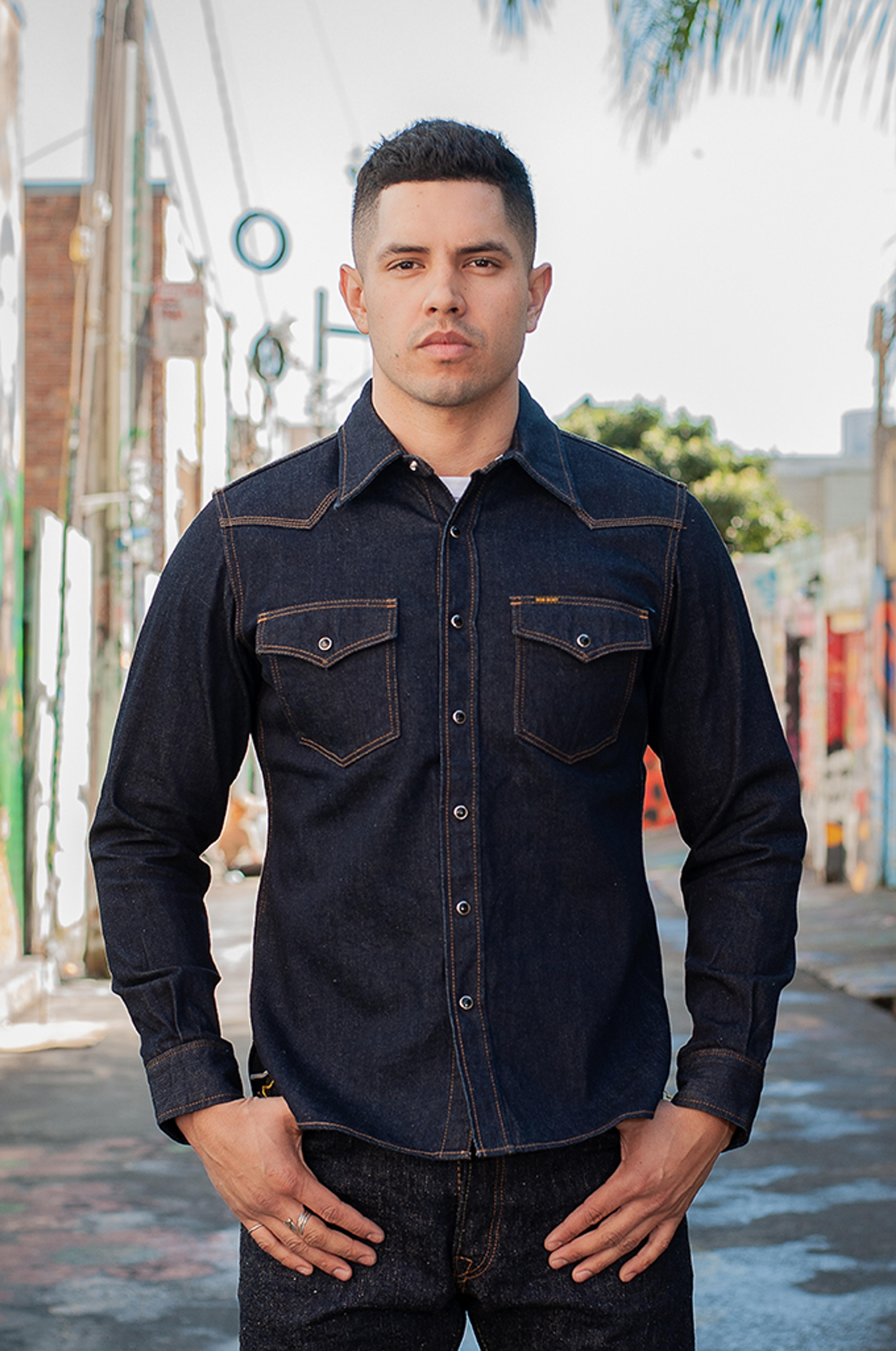 Iron Heart 12oz Denim Snap Shirt w/ Contrast Stitch - IHSH-33-IND