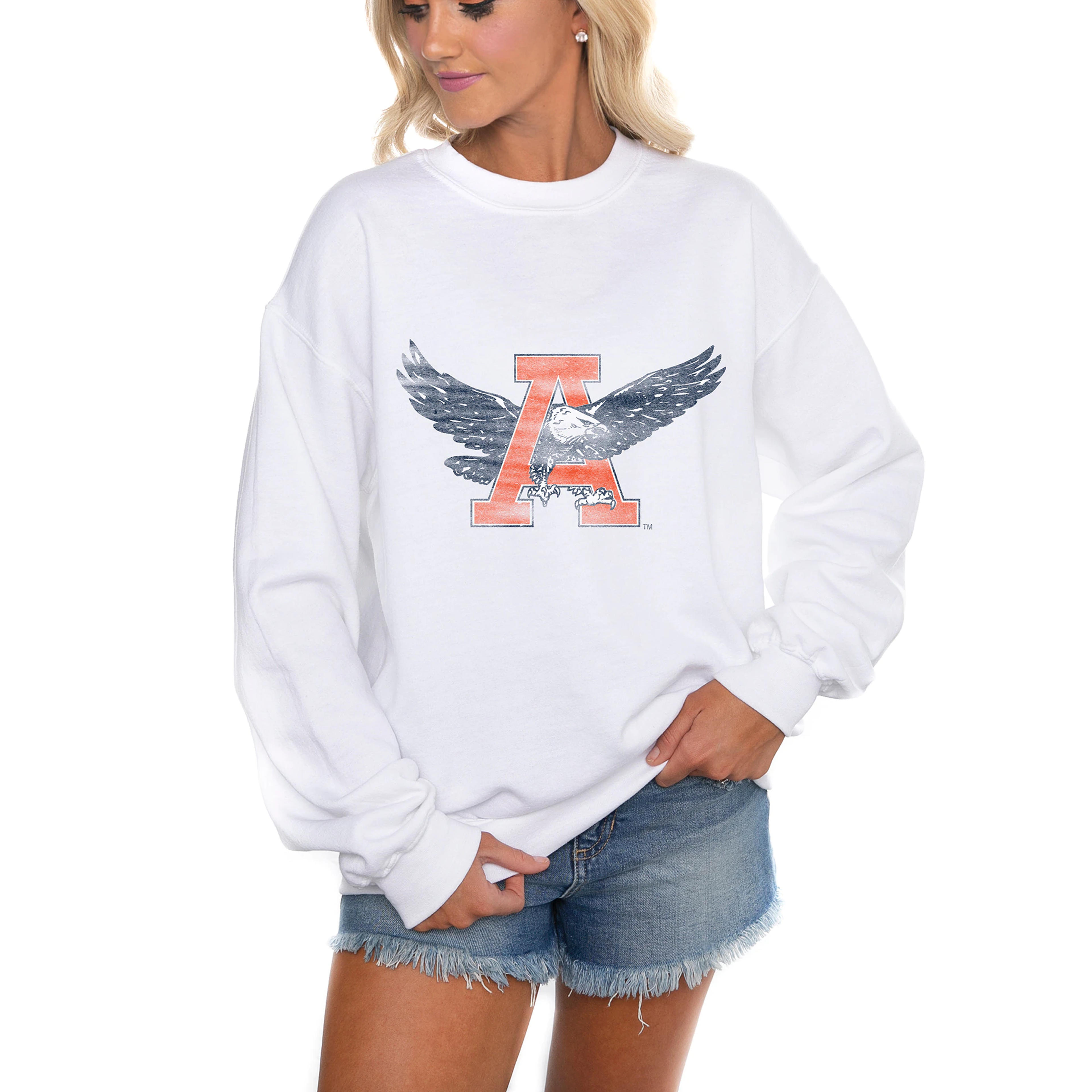 Auburn Tigers Gameday Couture Women's Run It Back Perfect Crewneck Pullover Sweatshirt - White