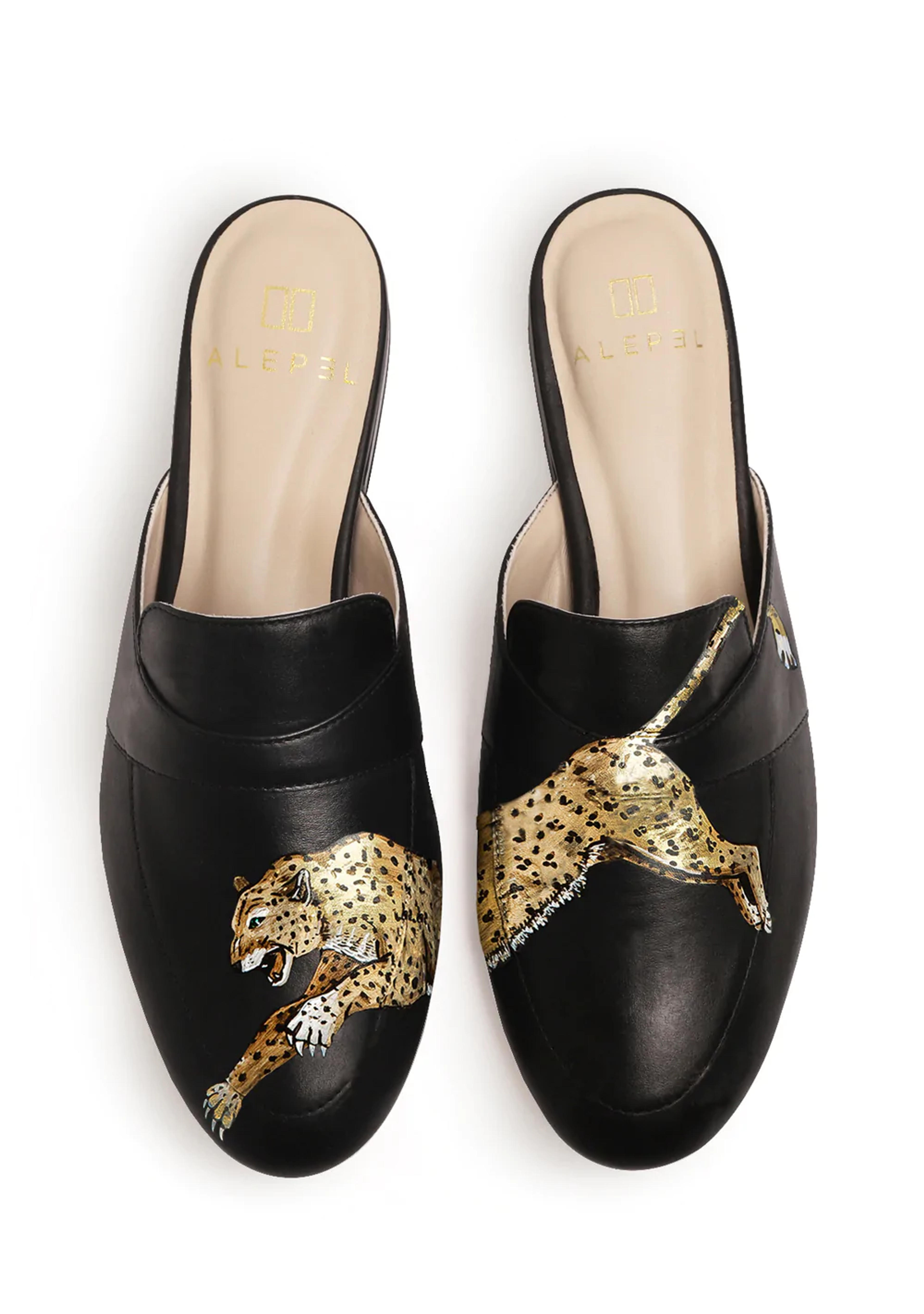 Leopard Black Mule