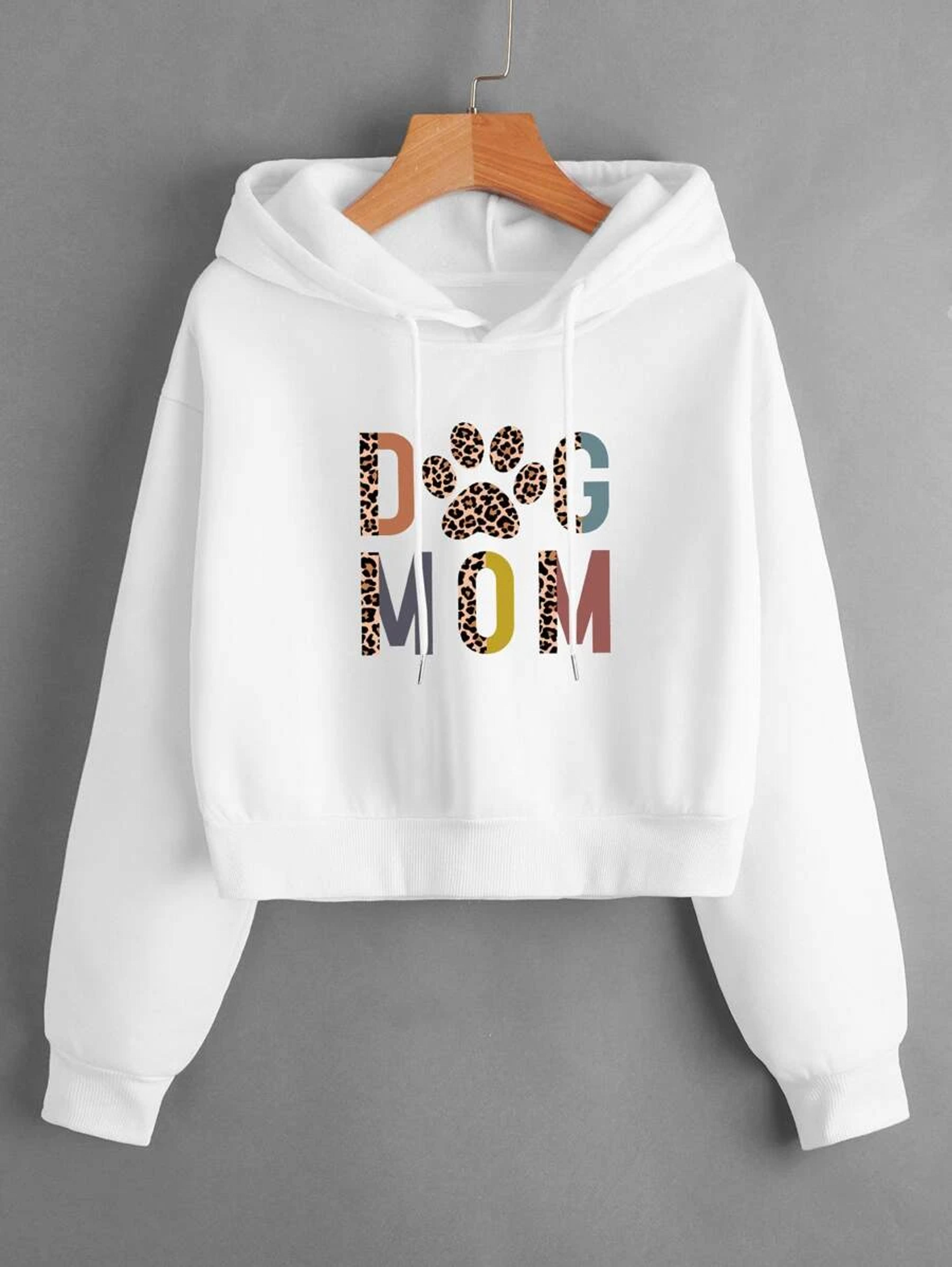 Paw & Letter Graphic Drop Shoulder Drawstring Thermal Lined Hoodie | SHEIN USA