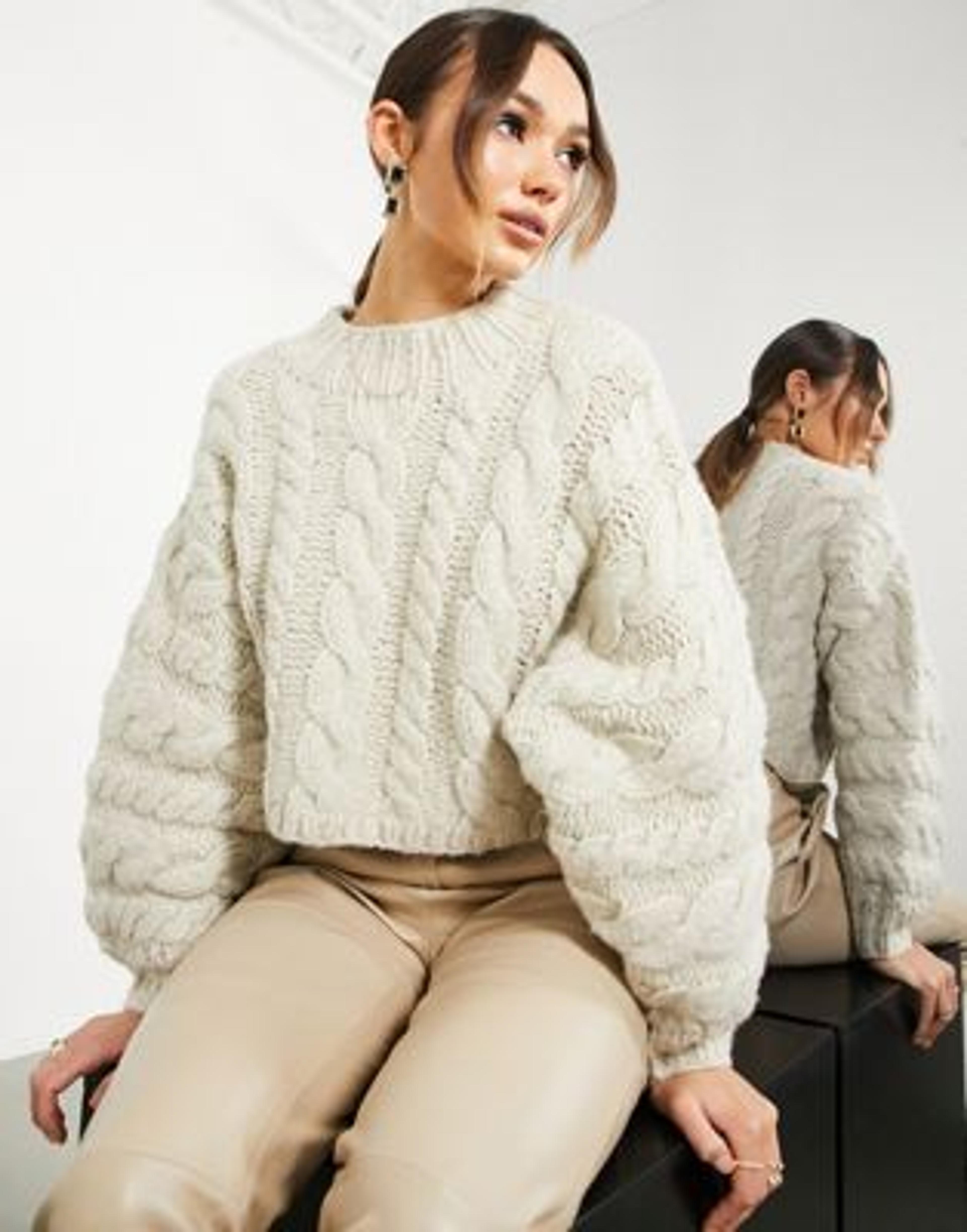 ASOS EDITION hand knit cable sweater in oatmeal | ASOS