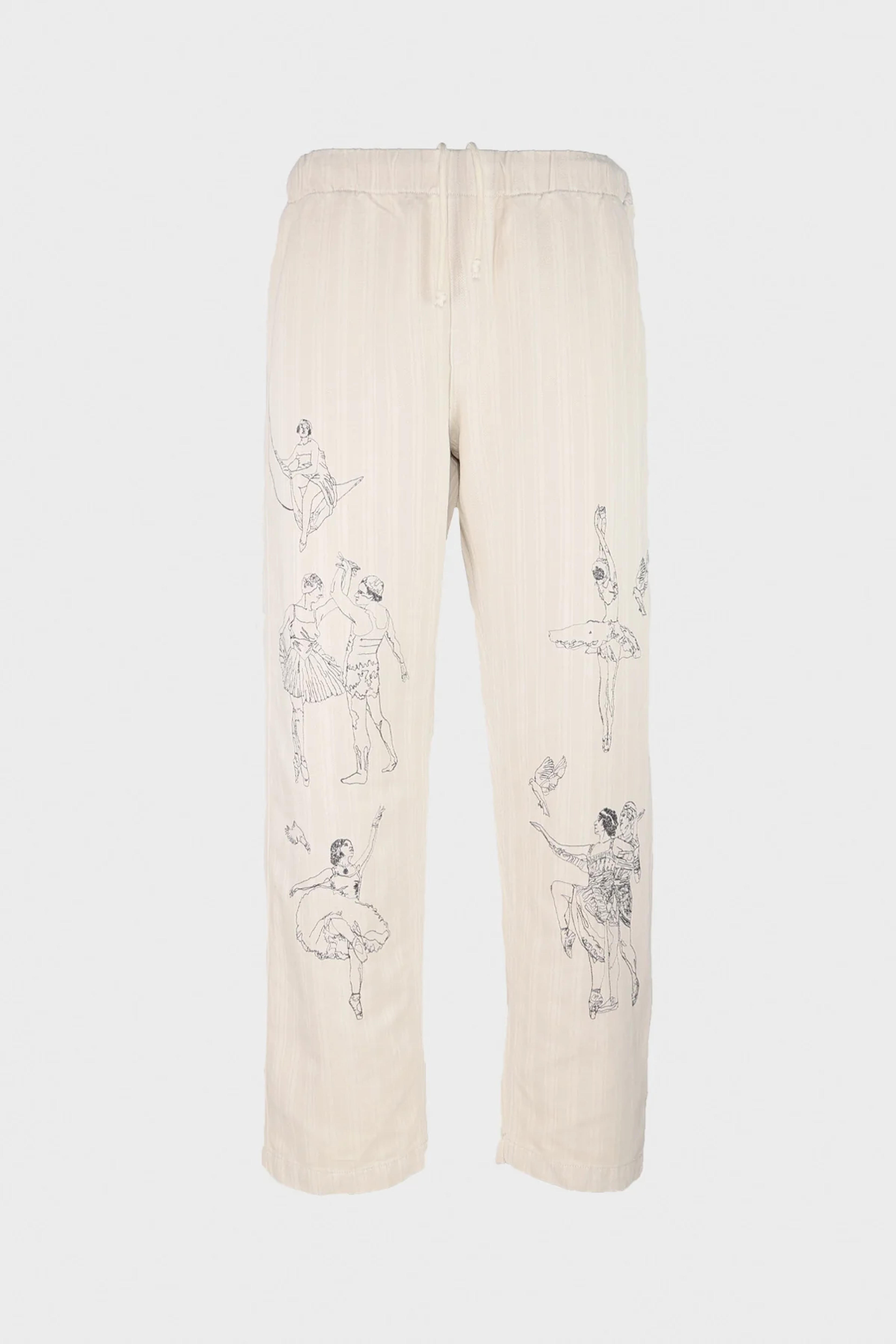 Samuel Zelig Ticking Stripe Pant | Ballet Embroidery | Canoe Club