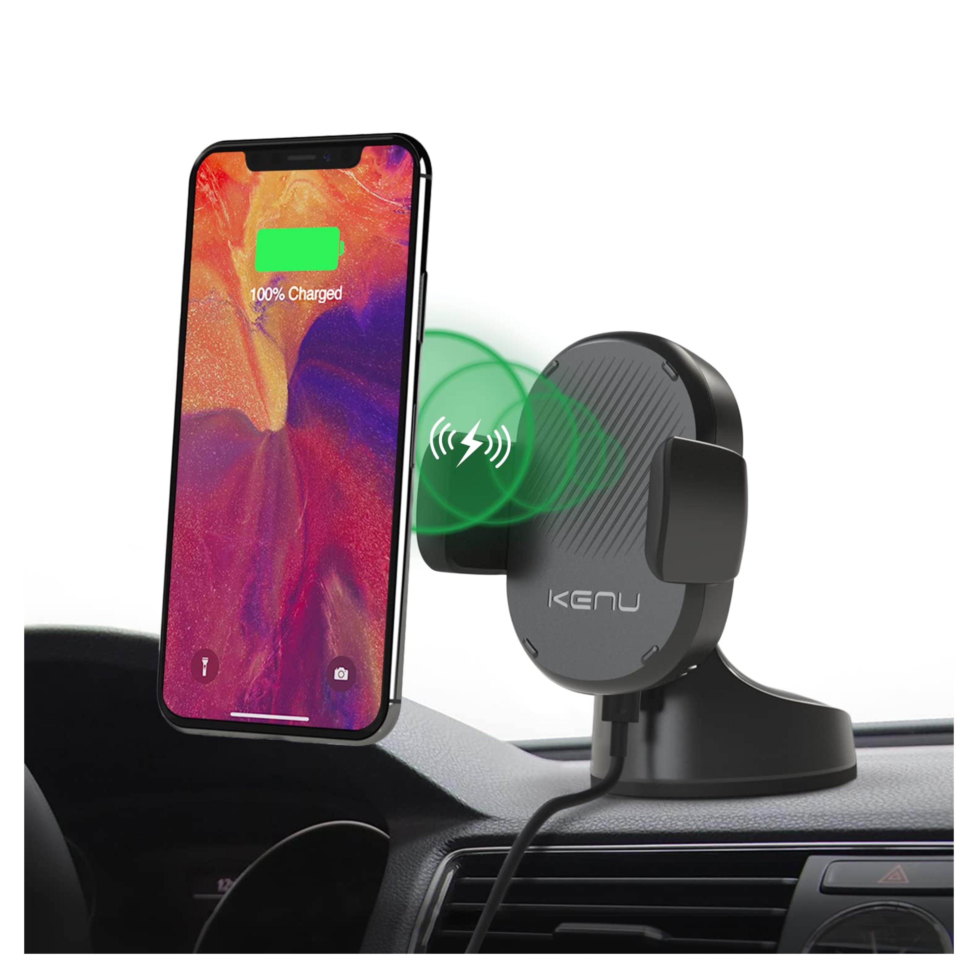 Amazon.com: Kenu Airbase Car Phone Mount Wireless Charger - Windshield, Dashboard, Desk Phone Holder - Suction Cup and 360 Degree Pivot, Qi Fast-Charging - Use with Latest iPhones, Samsung and Androids : Cell Phones & Accessories