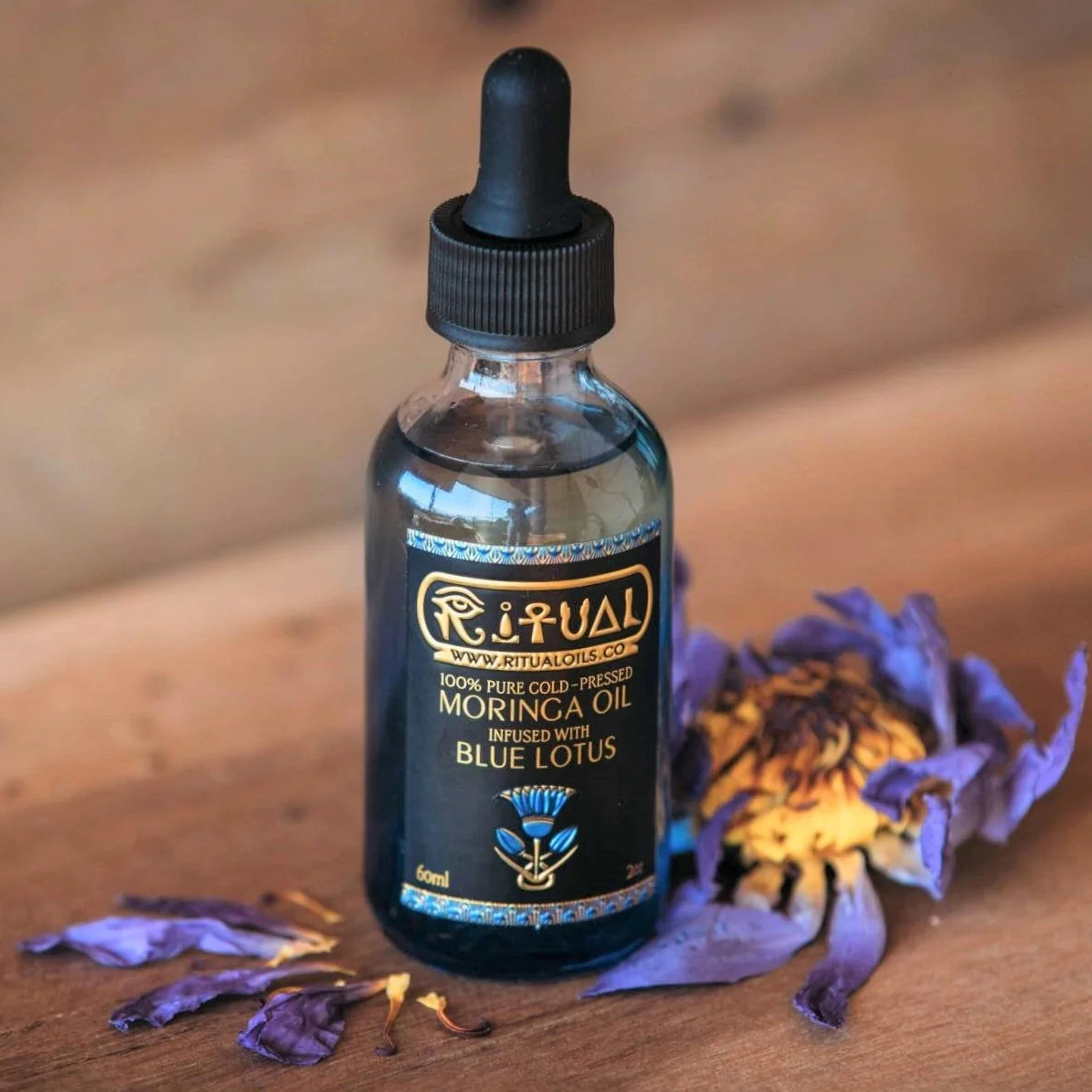 100% Pure Cold-Pressed Moringa Oil Infused With Blue Lotus