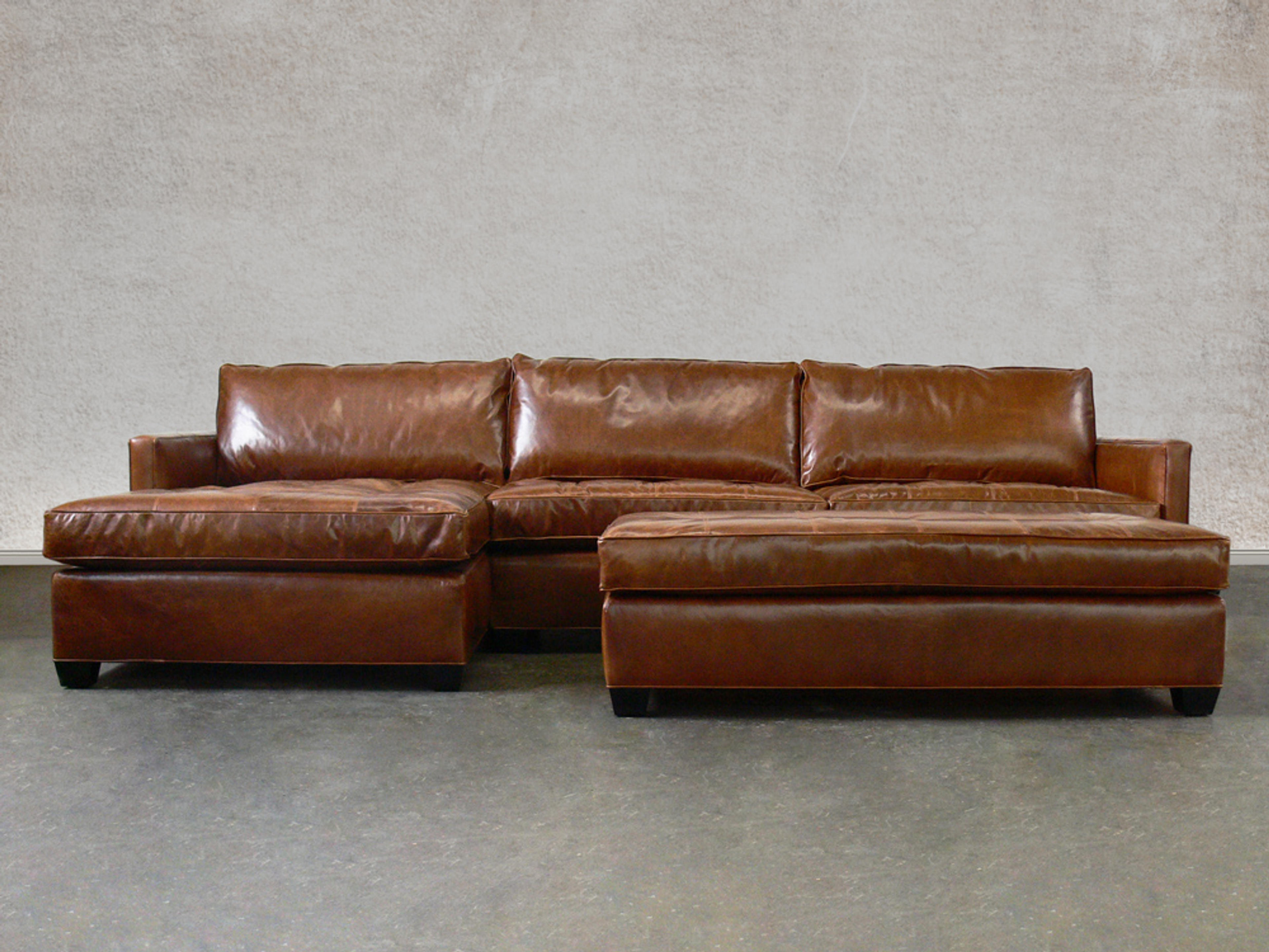 Arizona Leather Sectional Sofa with Chaise - Top Grain...