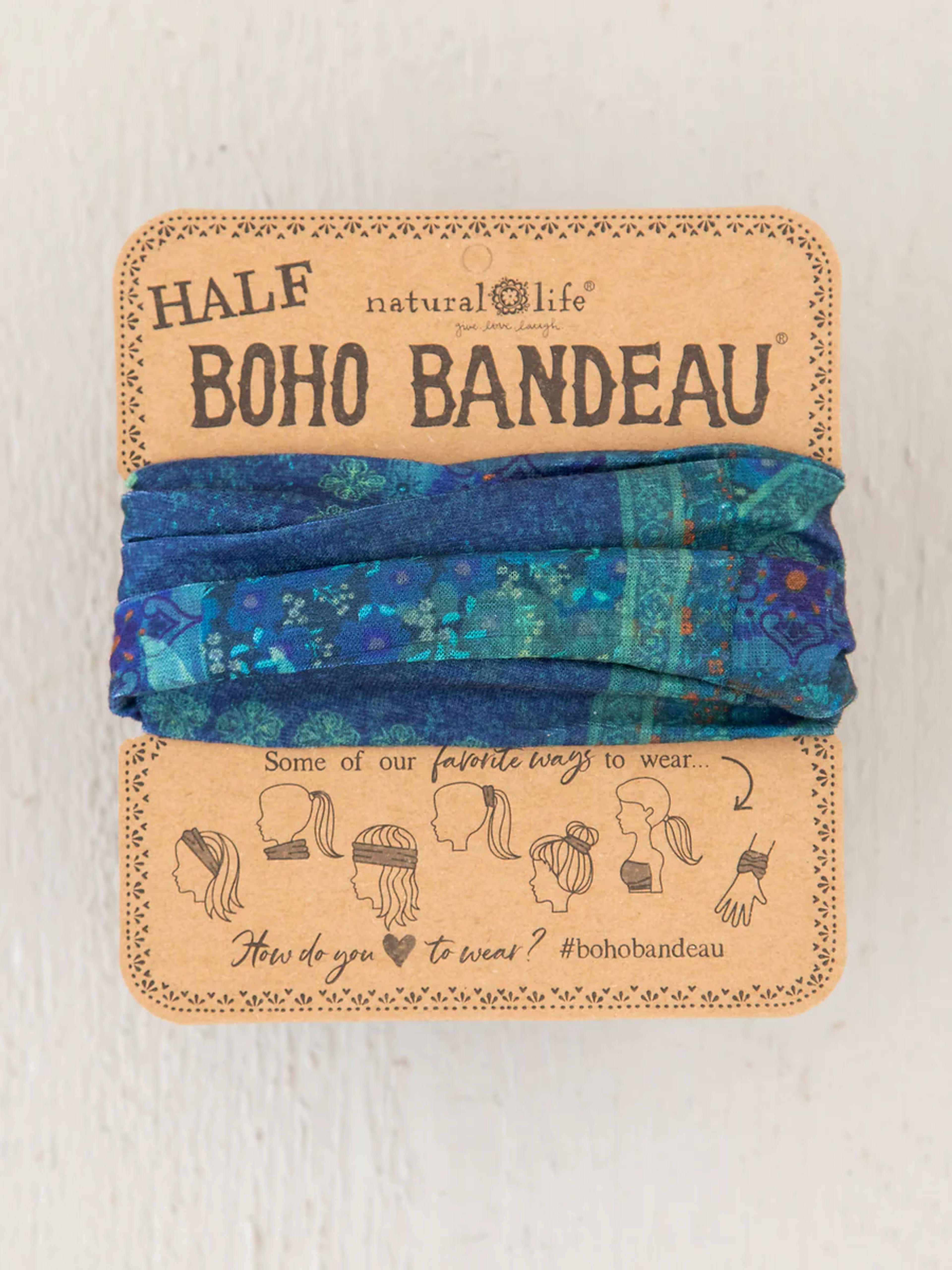 Half Boho Bandeau Headband - Indigo Patchwork