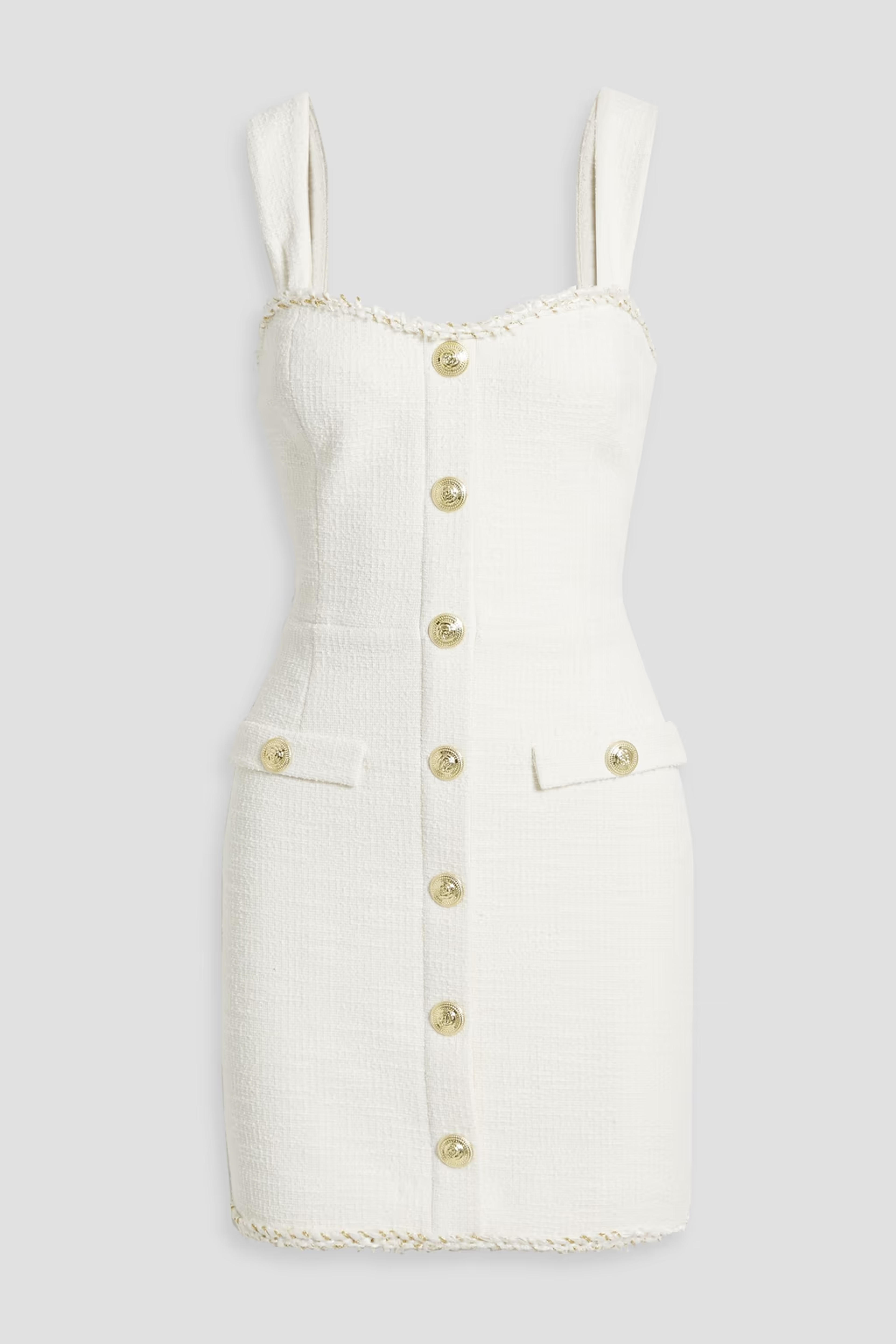 REBECCA VALLANCE Sigourney button-embellished tweed mini dress