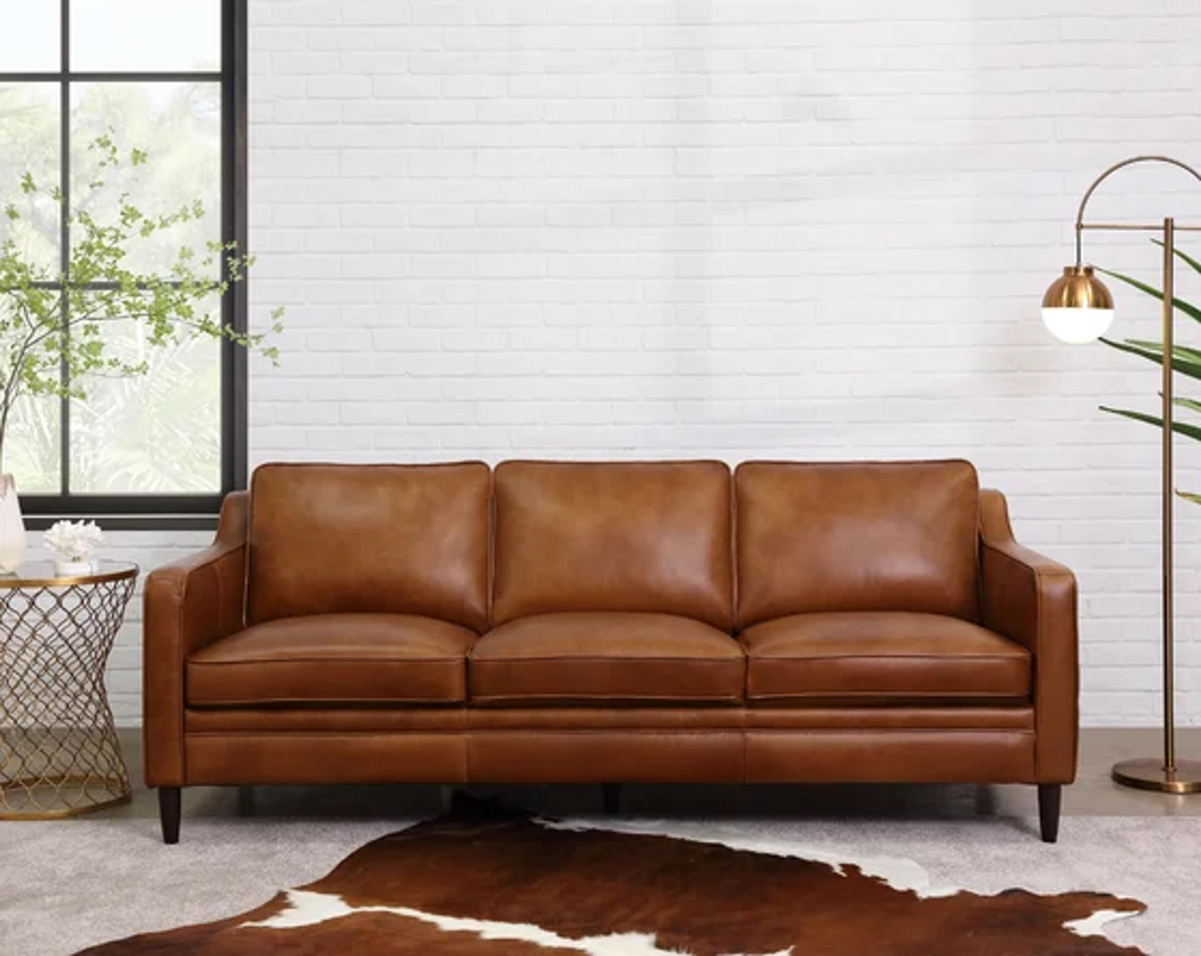 Sand & Stable Abbott 82.48'' Genuine Leather Square Arm Sofa | Wayfair