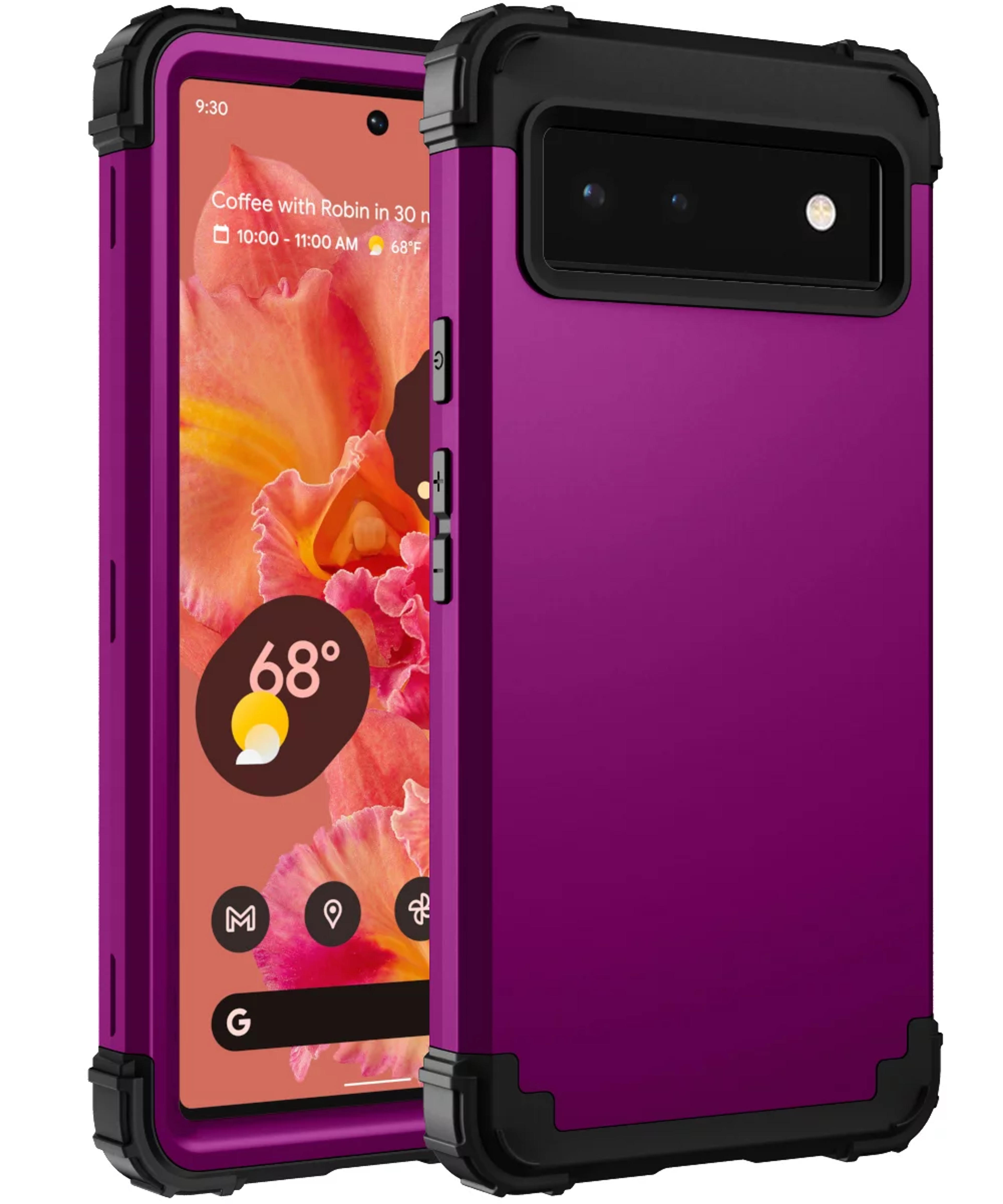 Google Pixel 6 Case, Dual Layer Slim Heavy Duty Hybrid Rugged Shockproof Anti-Scratch Protective Back Phone Cover - Purple