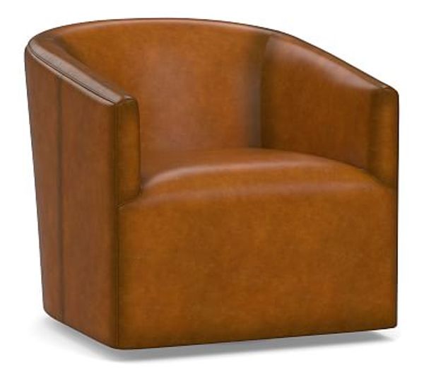 Milner Swivel Chair - Leather - Muse & Merchant