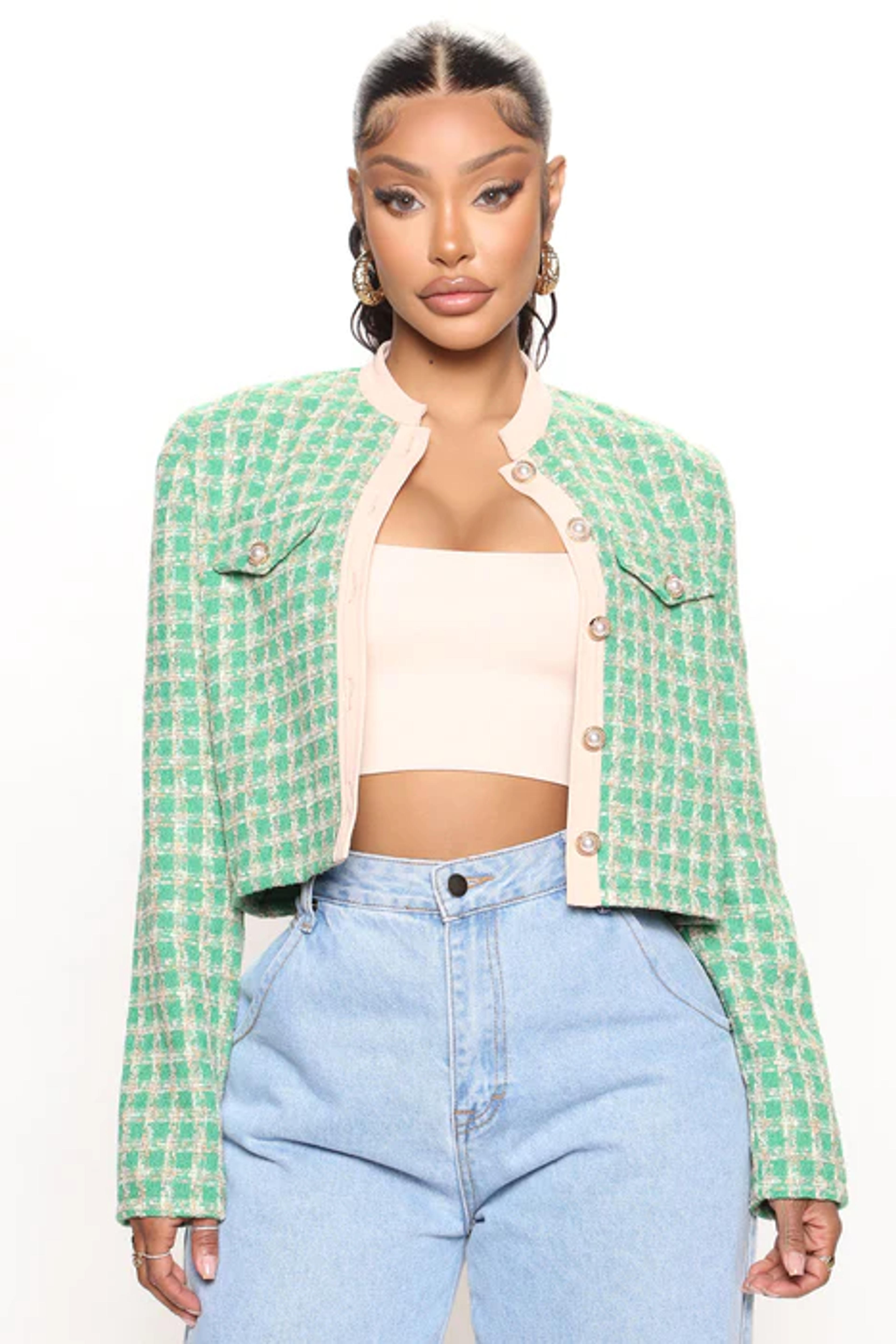 Leann Tweed Jacket - Green/combo | Fashion Nova, Career/Office | Fashion Nova