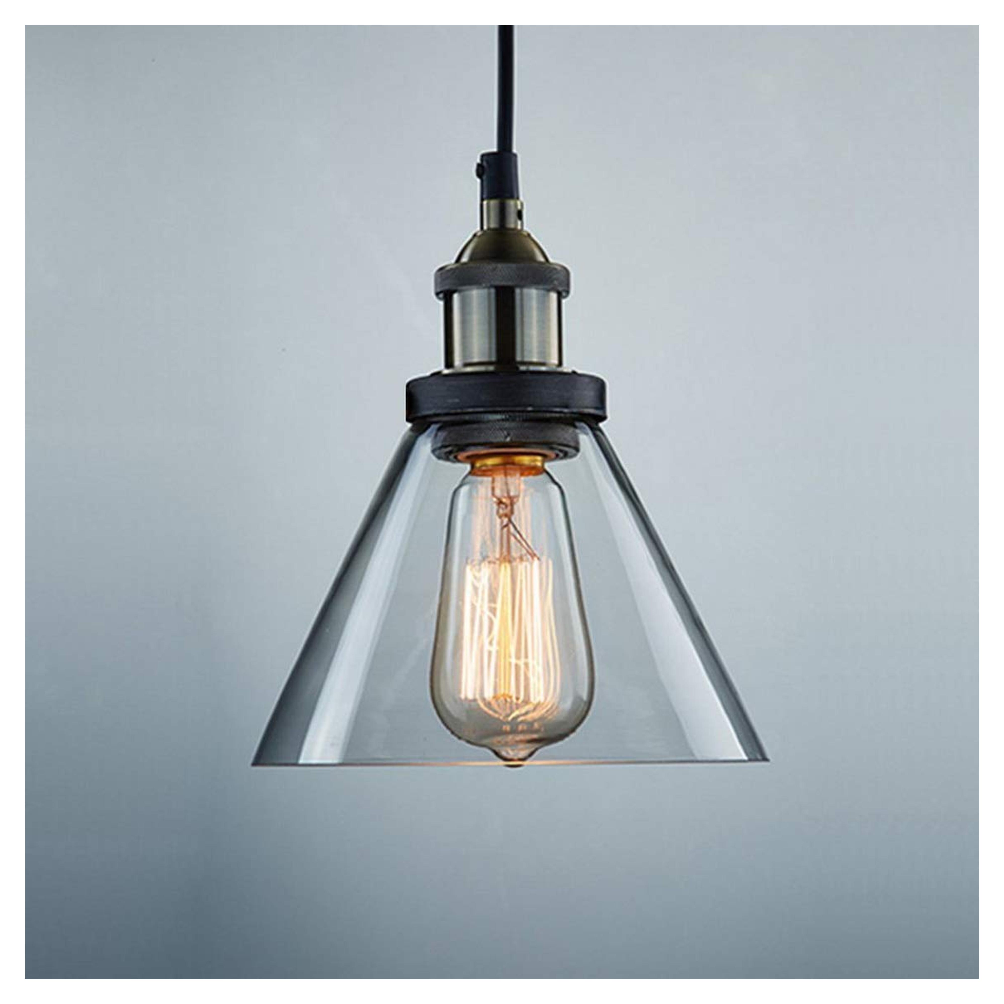 Ecopower Industrial Edison Antique Glass 1-Light Mini Pendant Hanging Light