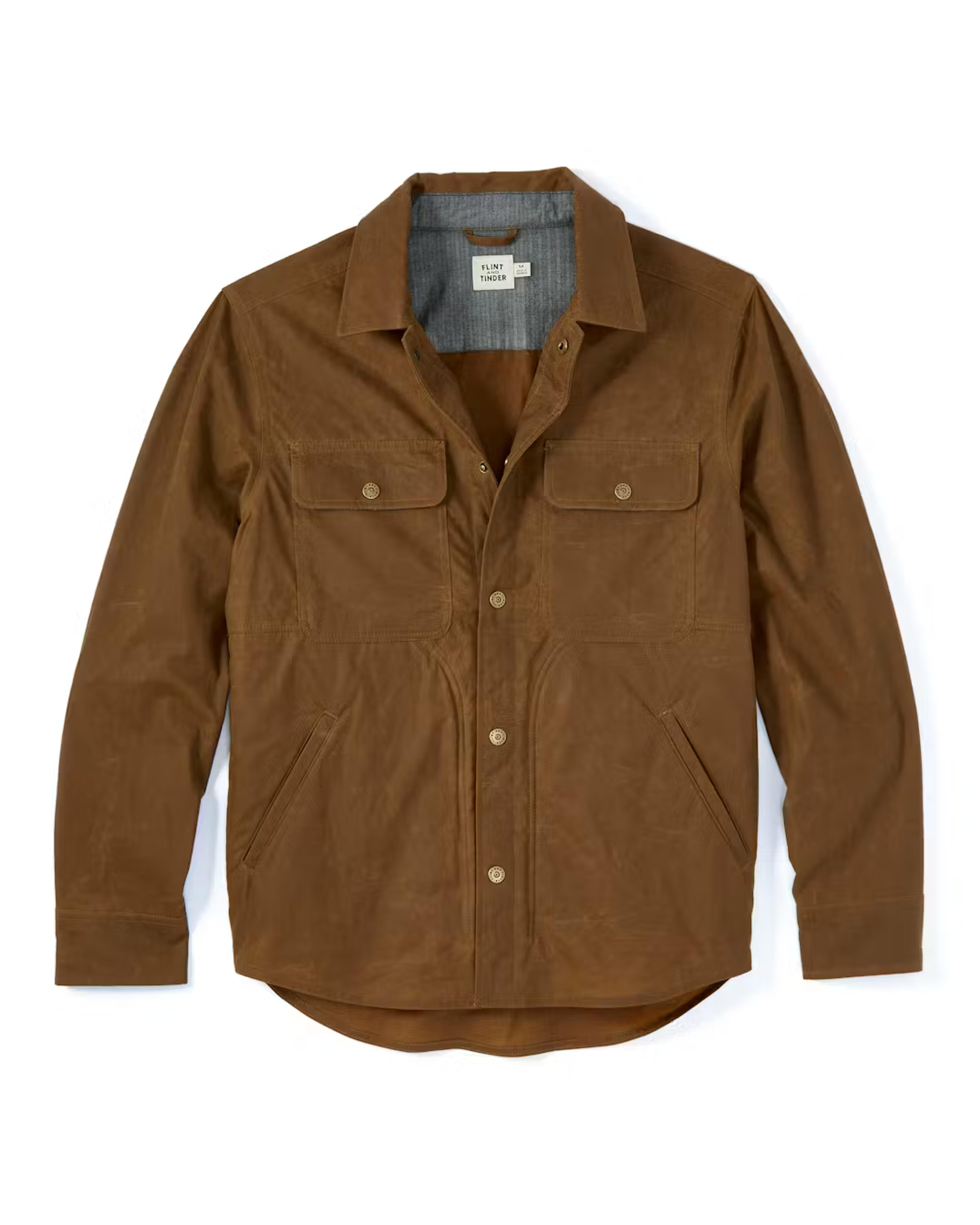 Flint and Tinder The Bighorn Waxed Shirt Jacket | Brown | Size: L | Utility ...