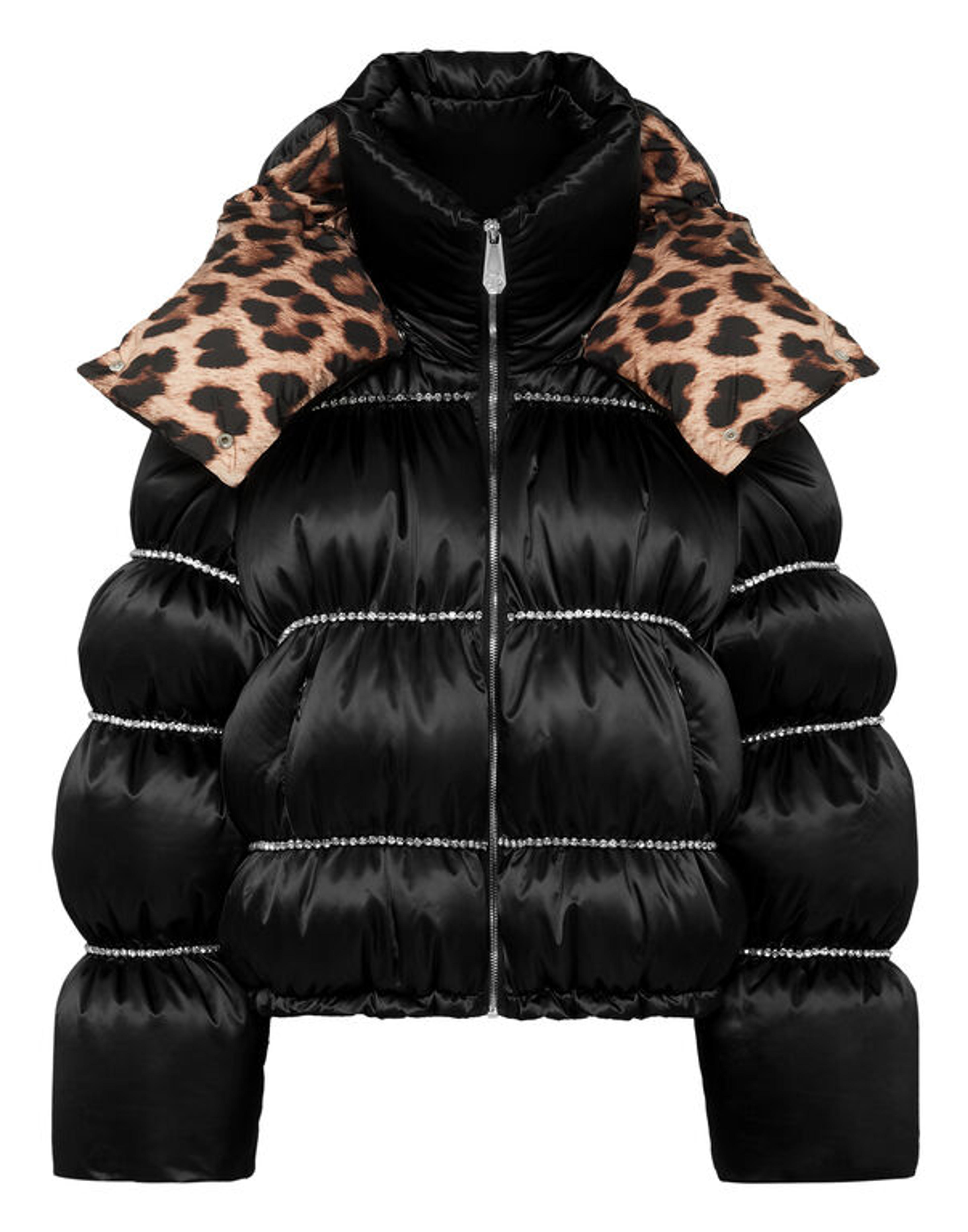 Down Puffer Jacket Flame with Crystals | Philipp Plein