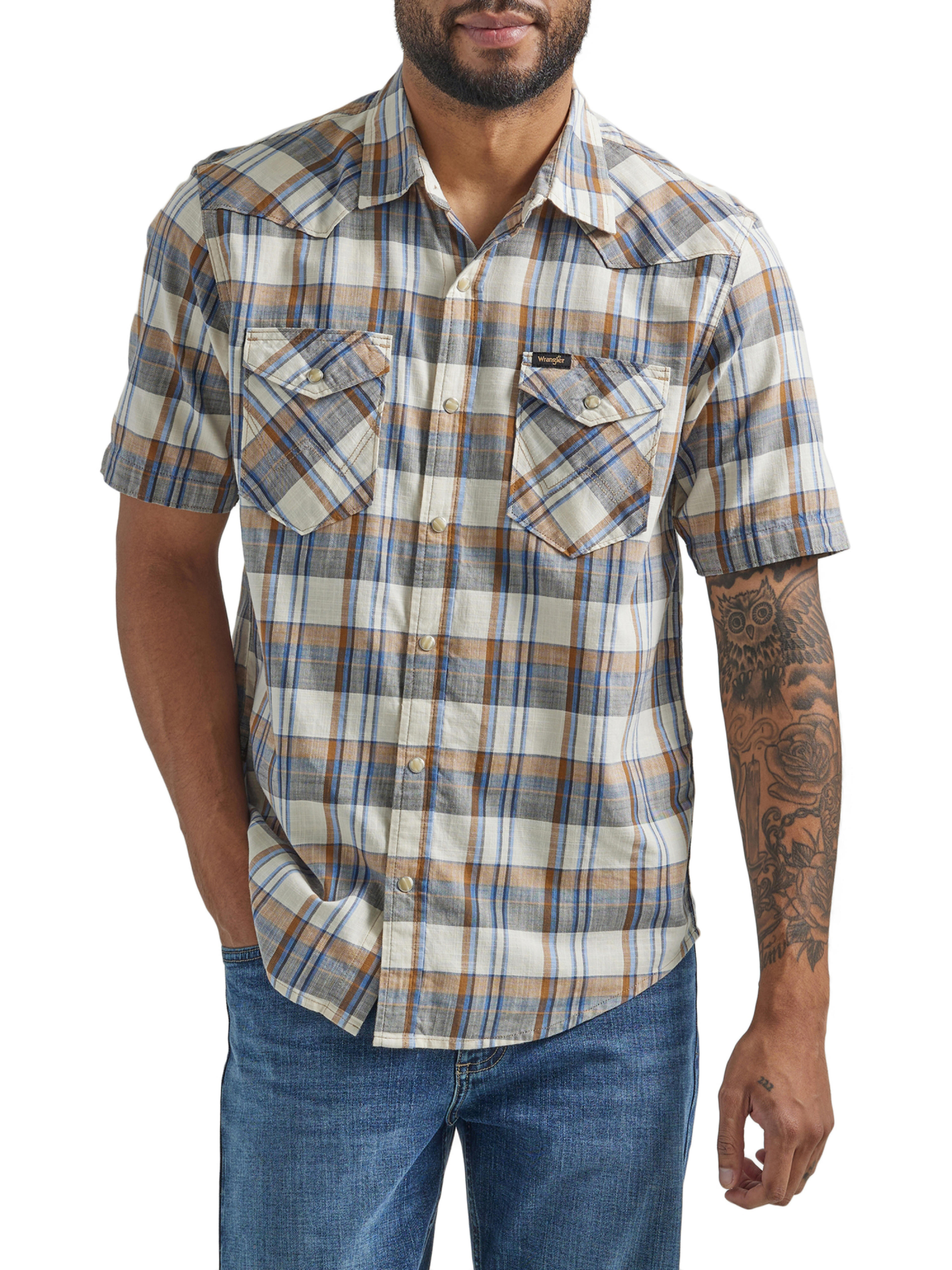 Wrangler® Men's Short Sleeve Fashion Woven Shirt, Size S-2XL - Walmart.com