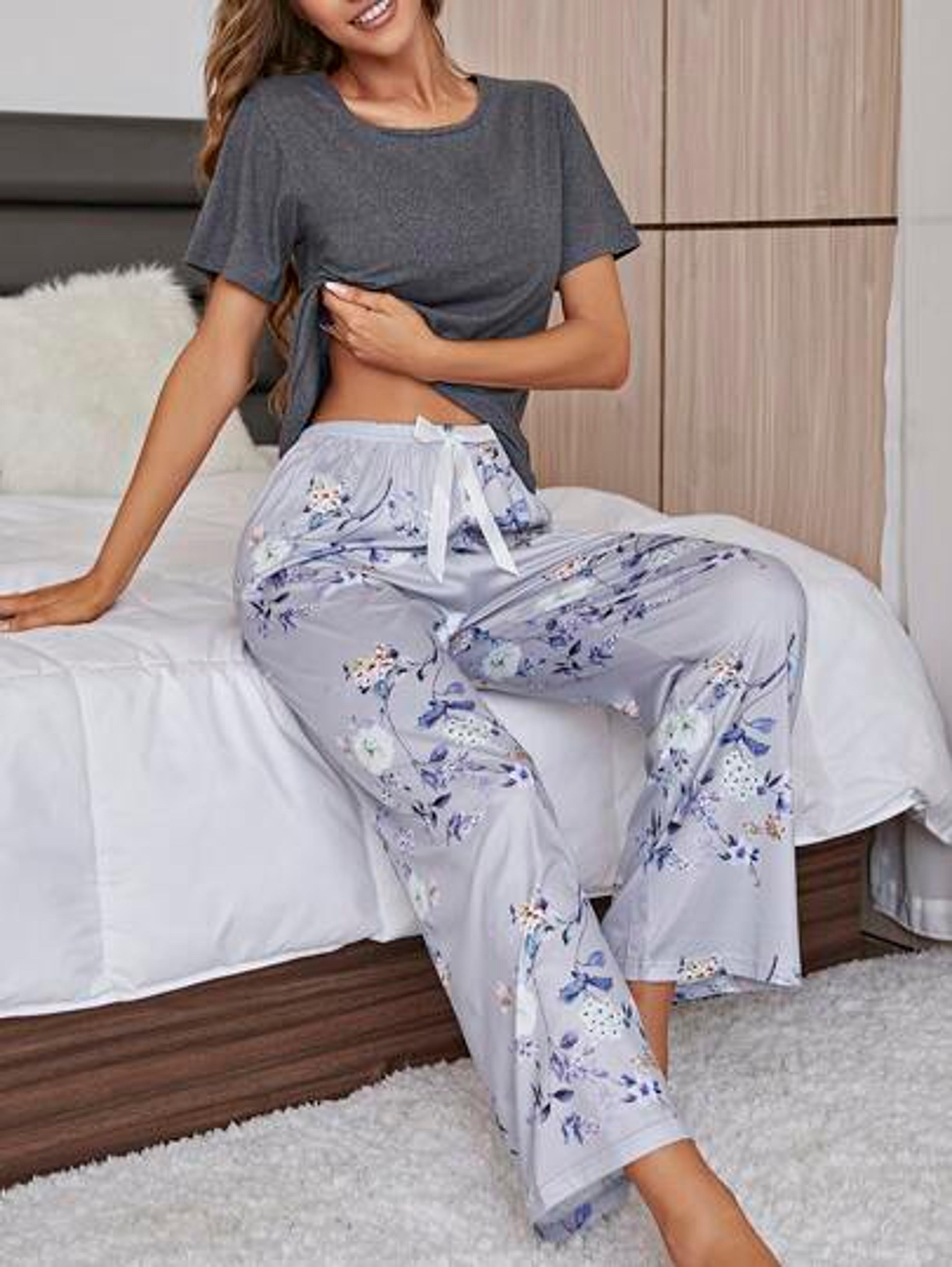 Floral Print Knot Waist PJ Set | SHEIN USA