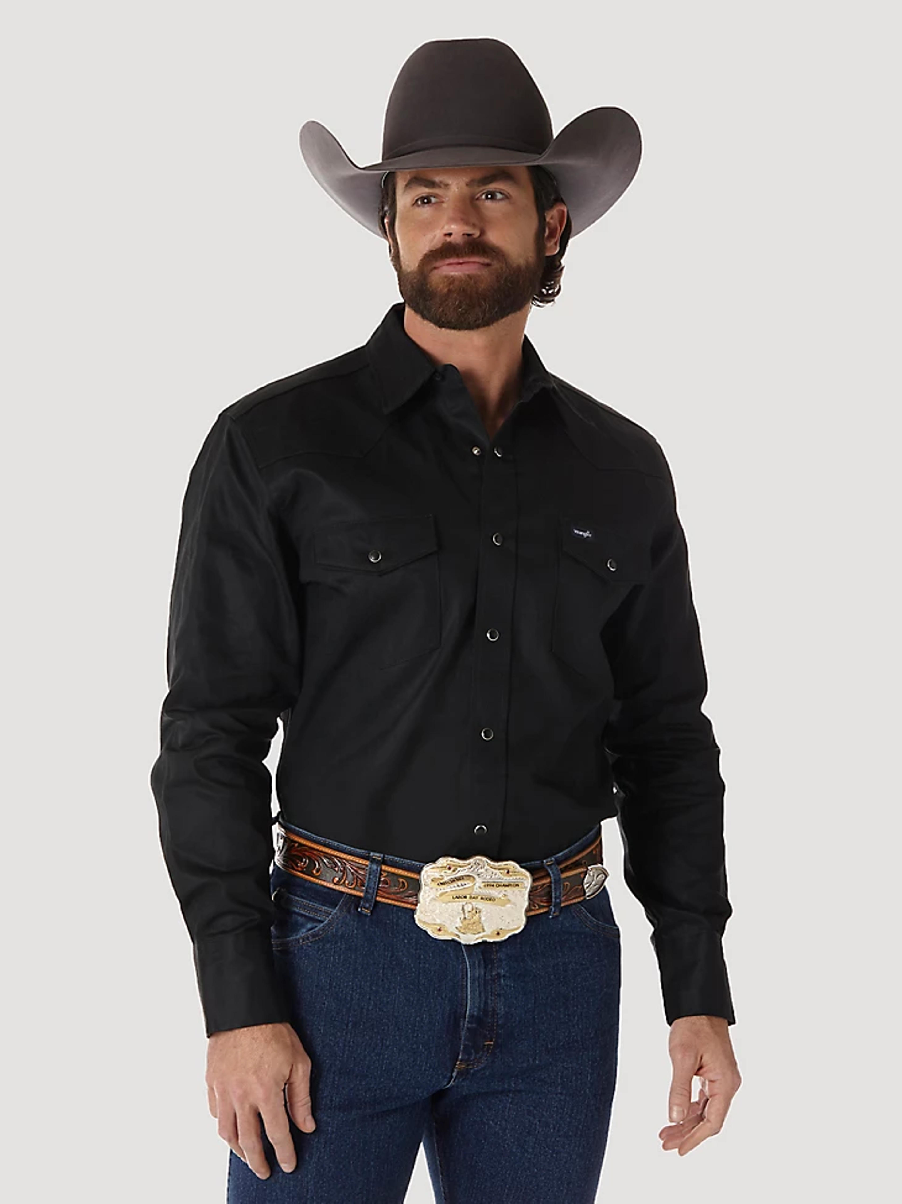 Cowboy Cut® Firm Finish Long Sleeve Western Snap Solid Work Shirt