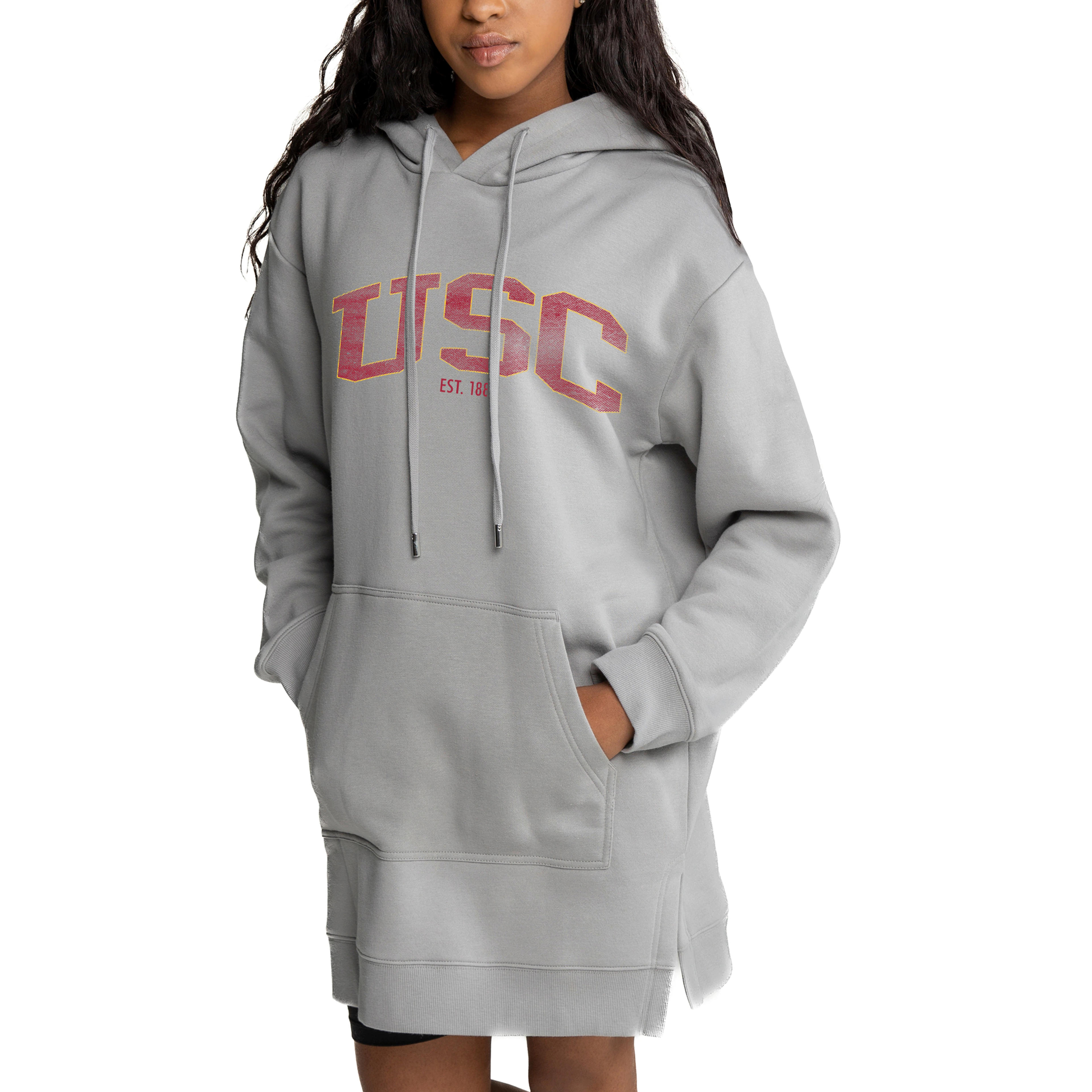 Women's Gameday Couture Gray USC Trojans Side Split Hoodie Dress