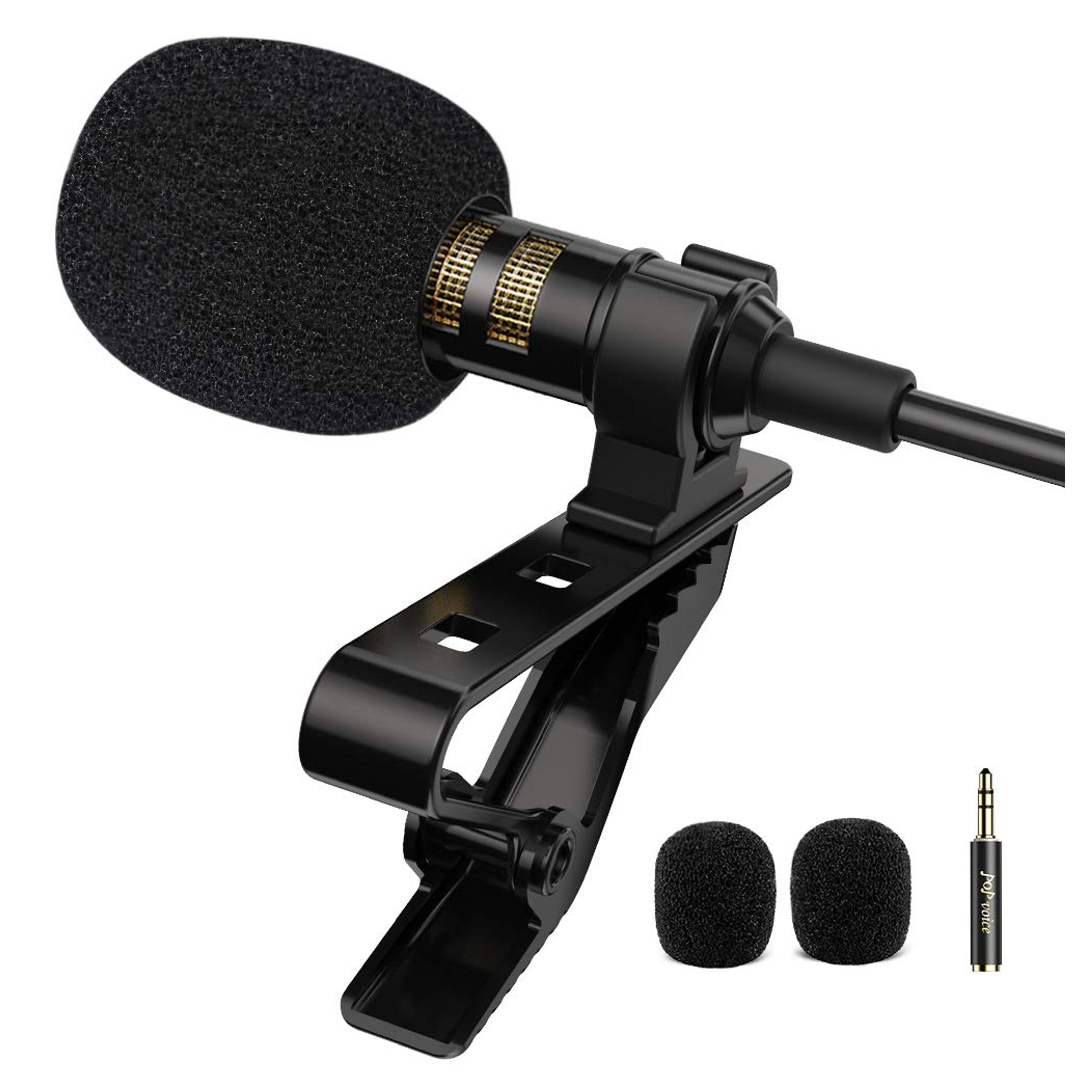 Amazon.com: PoP voice Professional Lavalier Lapel Microphone Omnidirectional Condenser Mic for iPhone Android Smartphone,Recording Mic for Youtube,Interview,Video : Musical Instruments