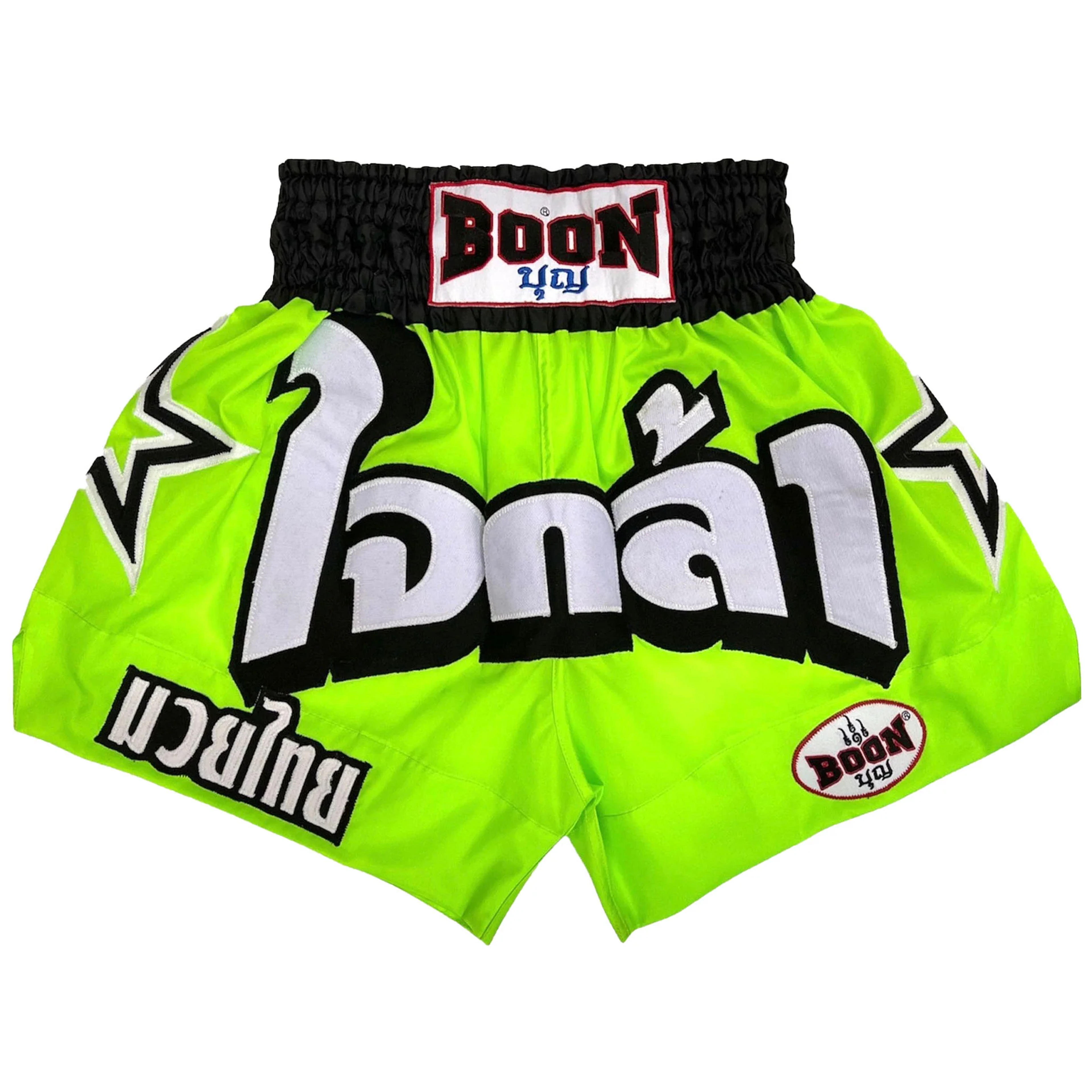 MN13 Muay Thai Shorts GREEN STARS (nylon) - M