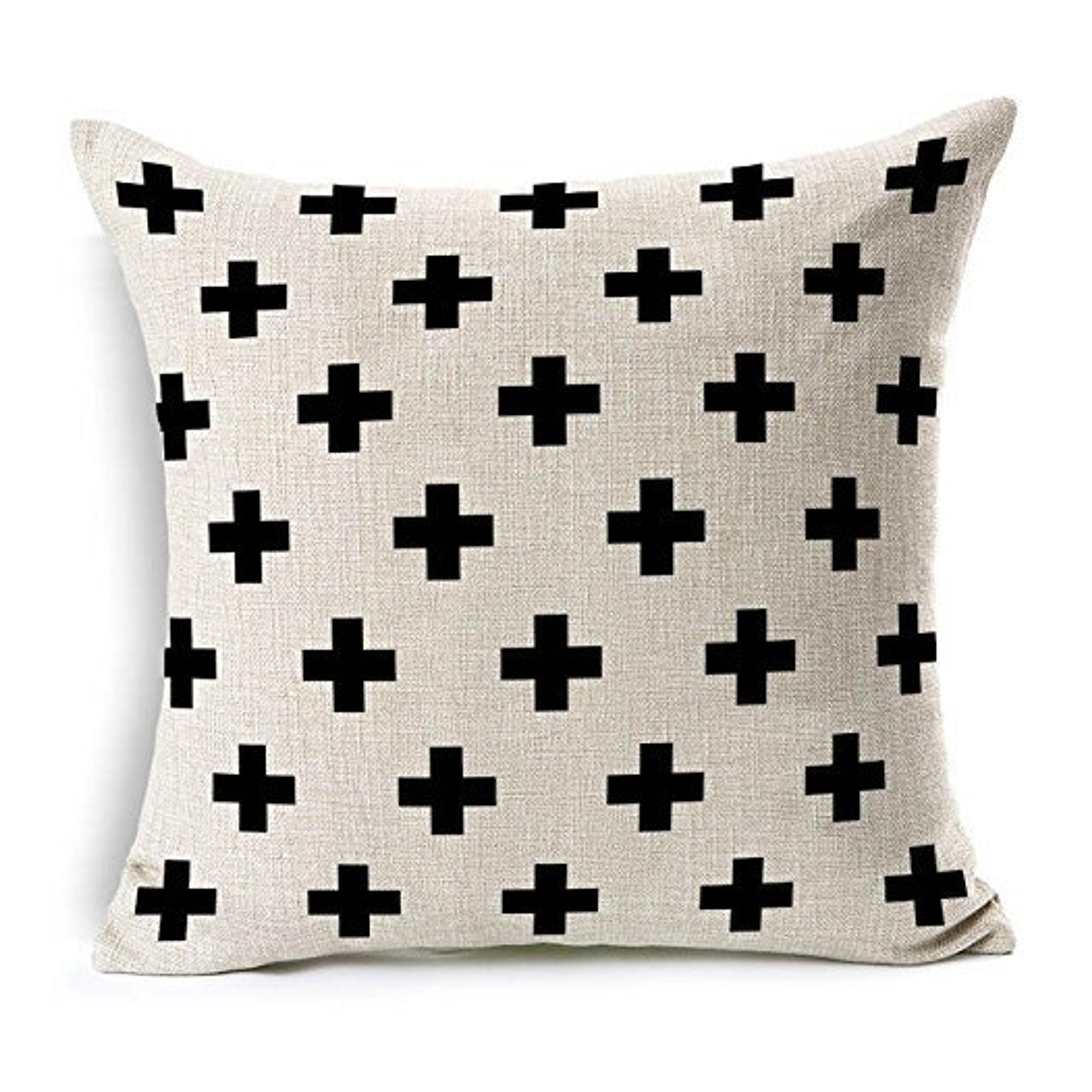 Create For-Life Cotton Linen Decorative Pillowcase Throw Pillow Cushion Cover Cross Pattern Rectangle 12" * 20"