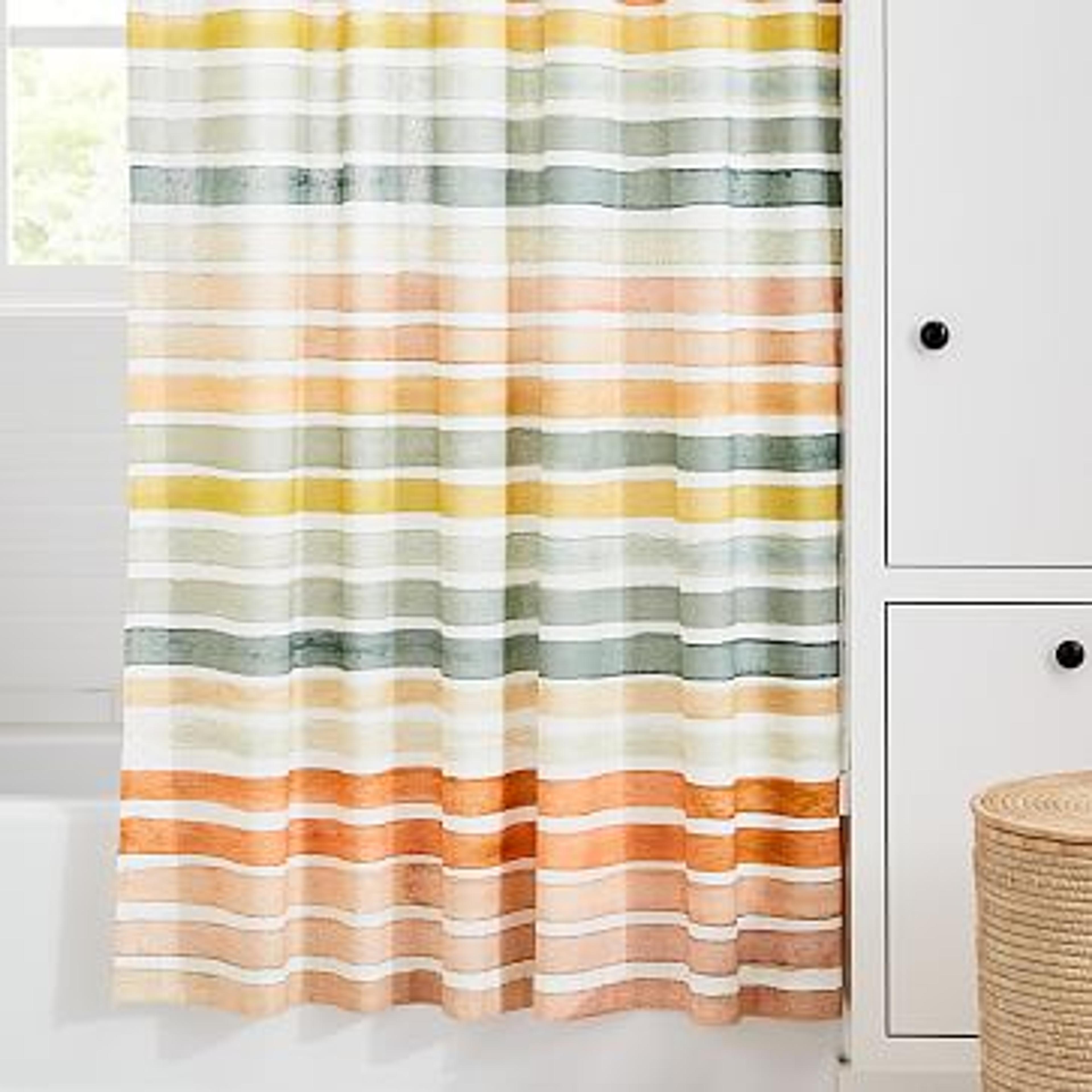 Organic Watercolor Stripe Shower Curtain