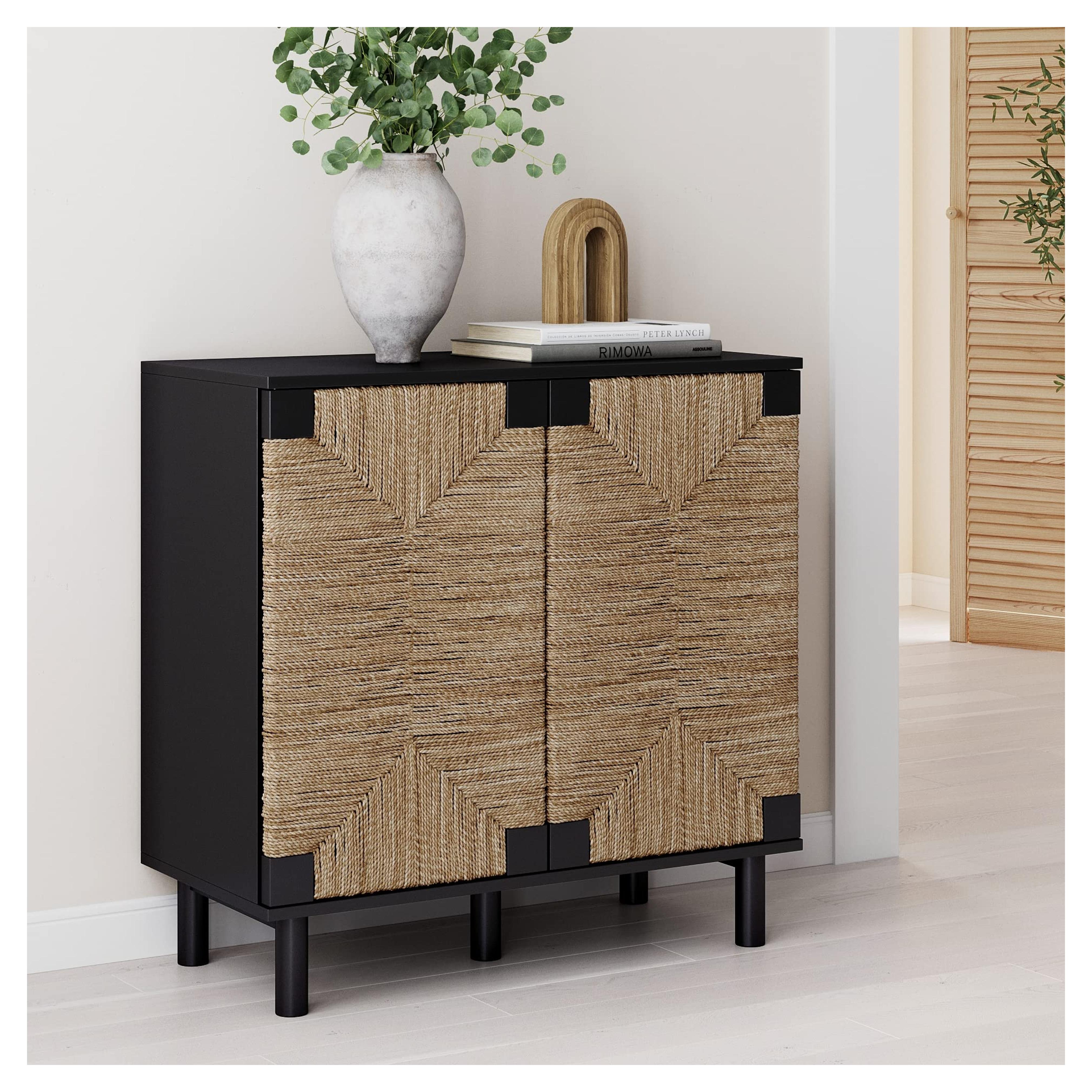 Amazon.com: Nathan James Accent Boho Modern Free Standing Buffet Sideboard Hallway, Entryway, Dining Living Room, 1 Storage Cabinet, Black : Home & Kitchen