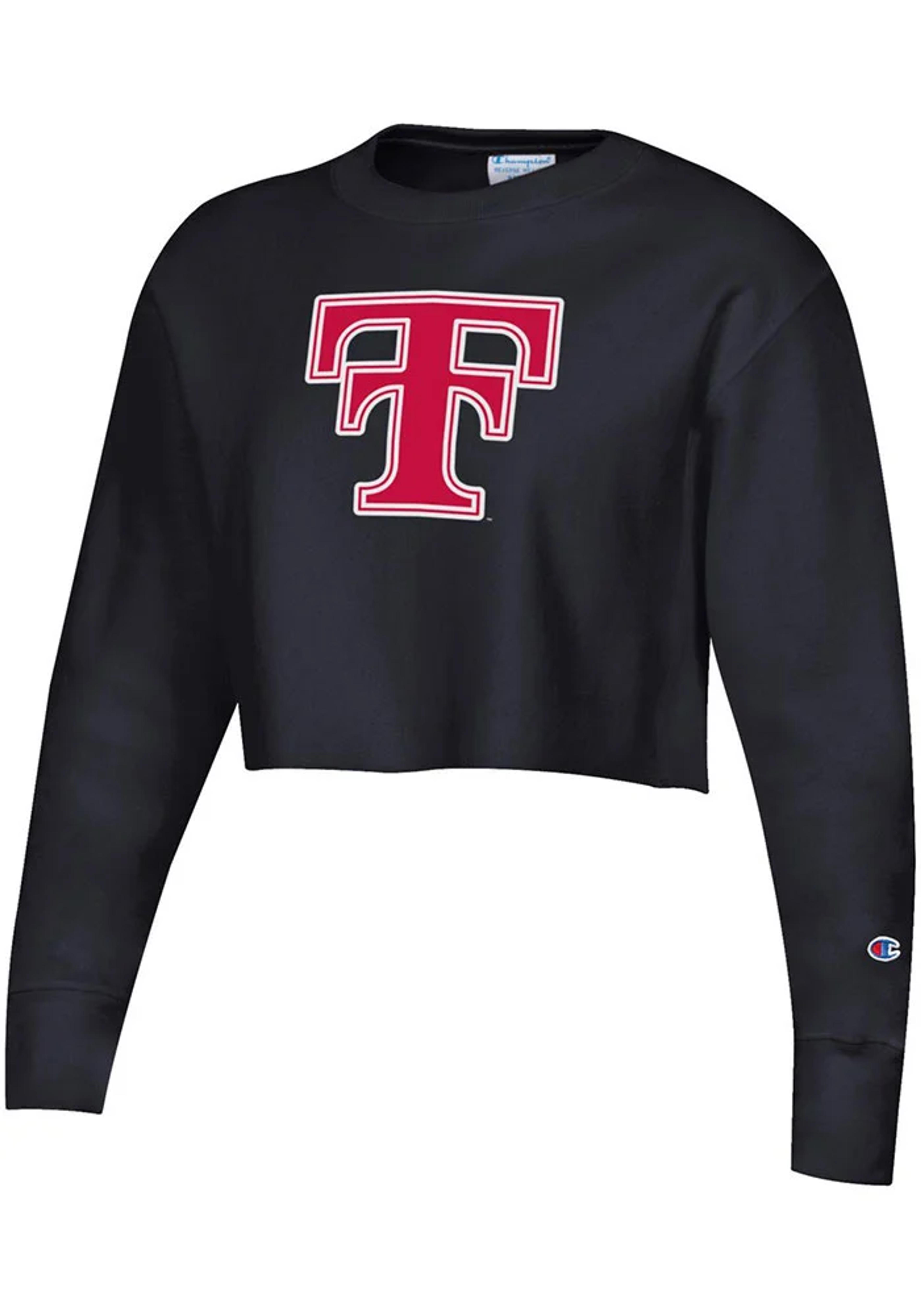 Texas Tech Red Raiders Champion Crew Sweatshirt Womens Black Reverse Weave Cropped Boyfriend Long Sleeve