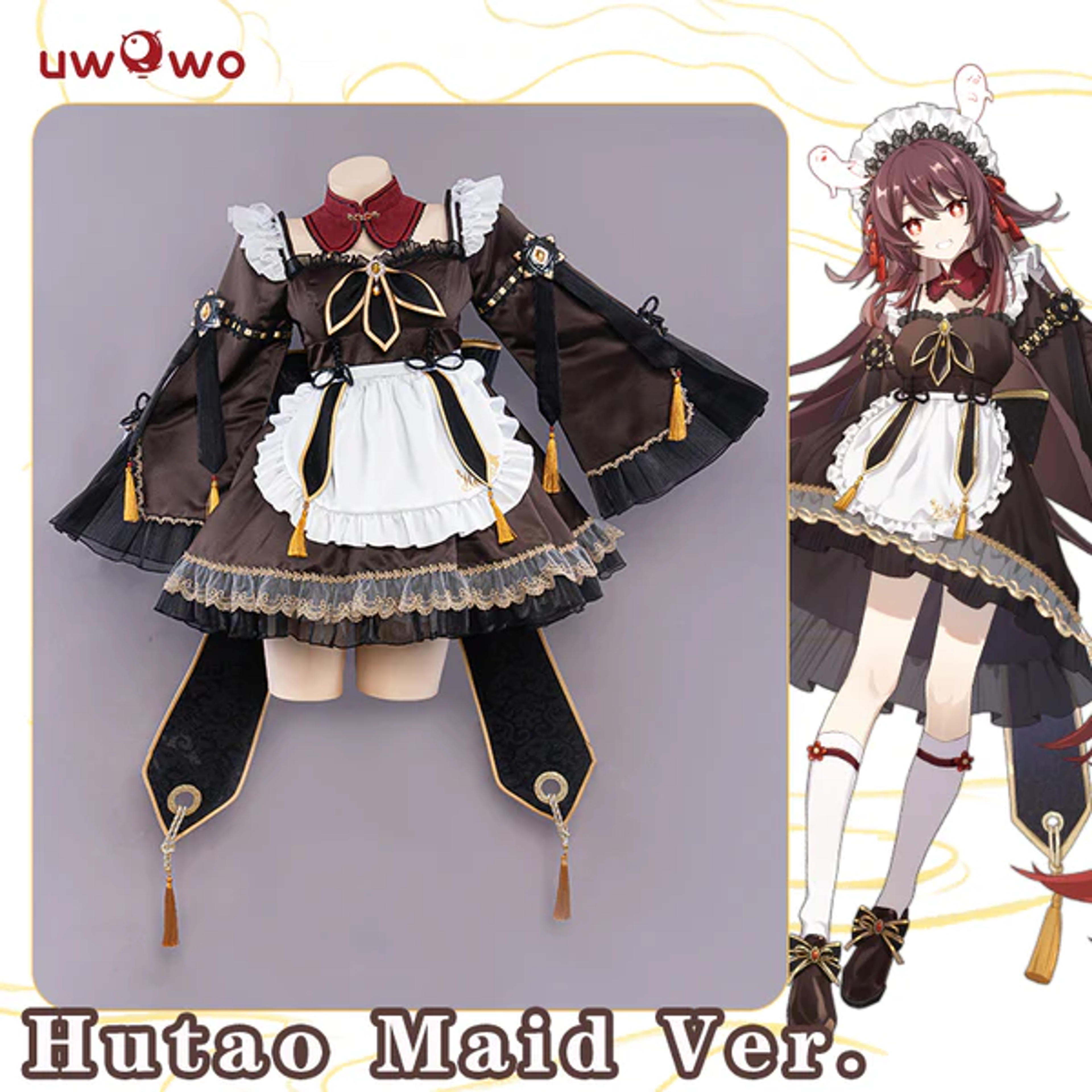 Exclusive Uwowo Genshin Impact Fanart Hutao Maid Ver Cosplay Costume