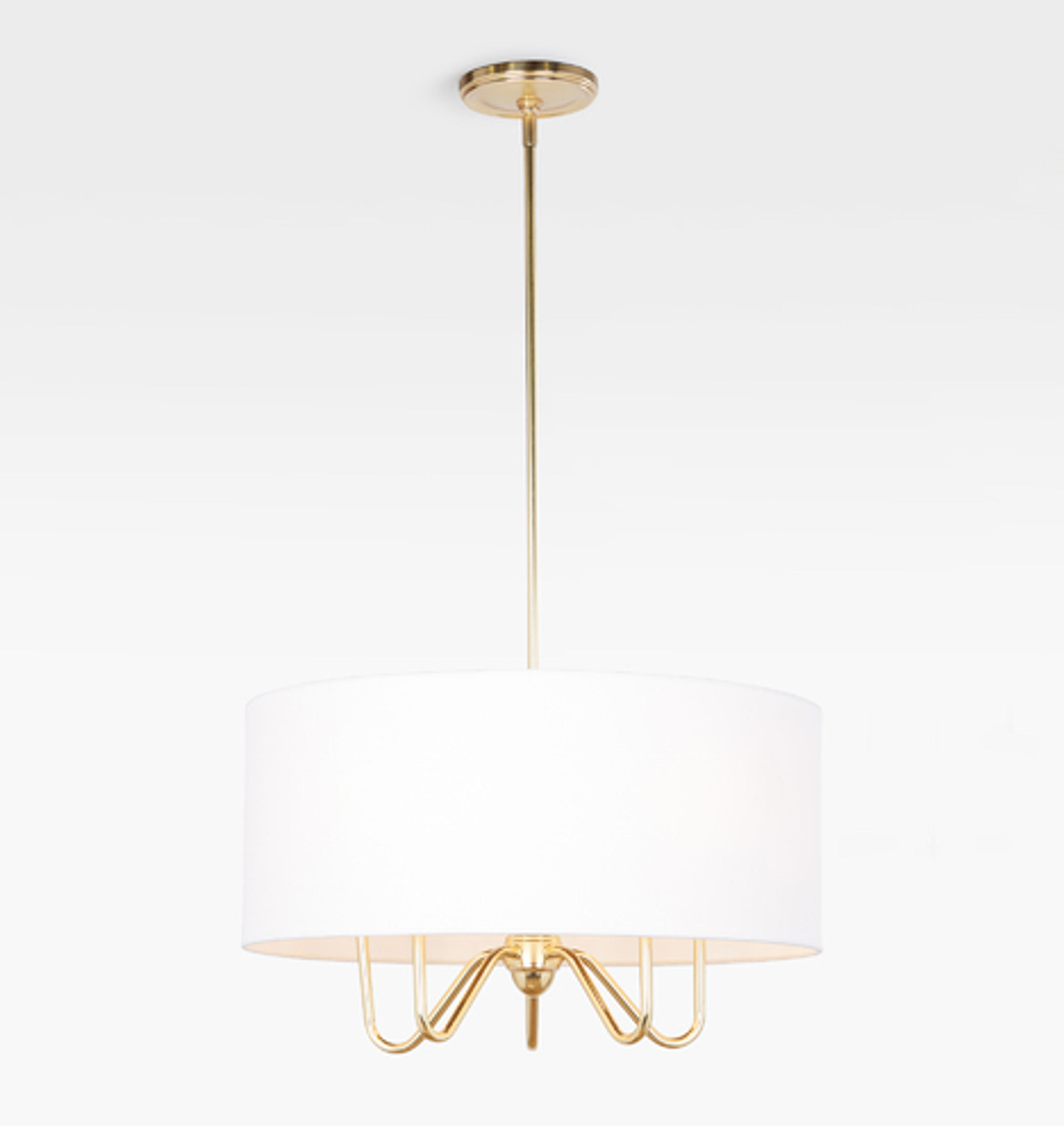 Berkshire 5-Arm Aged Brass Chandelier with White Shades
