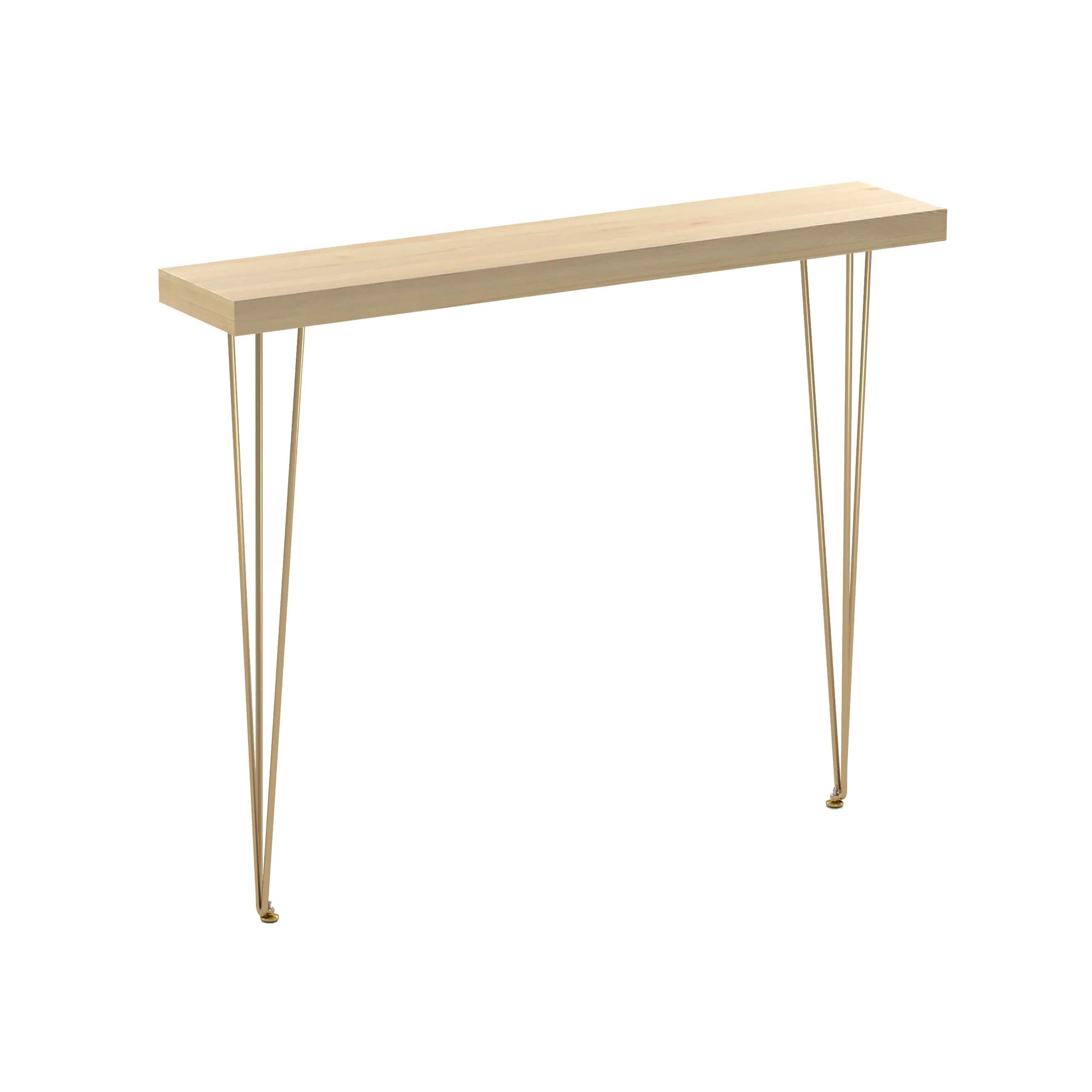 homary Rectangular Console Table, Modern Mid Century Entryway Table Soild Wood Sofa Table with Metal Legs (39.4" L)