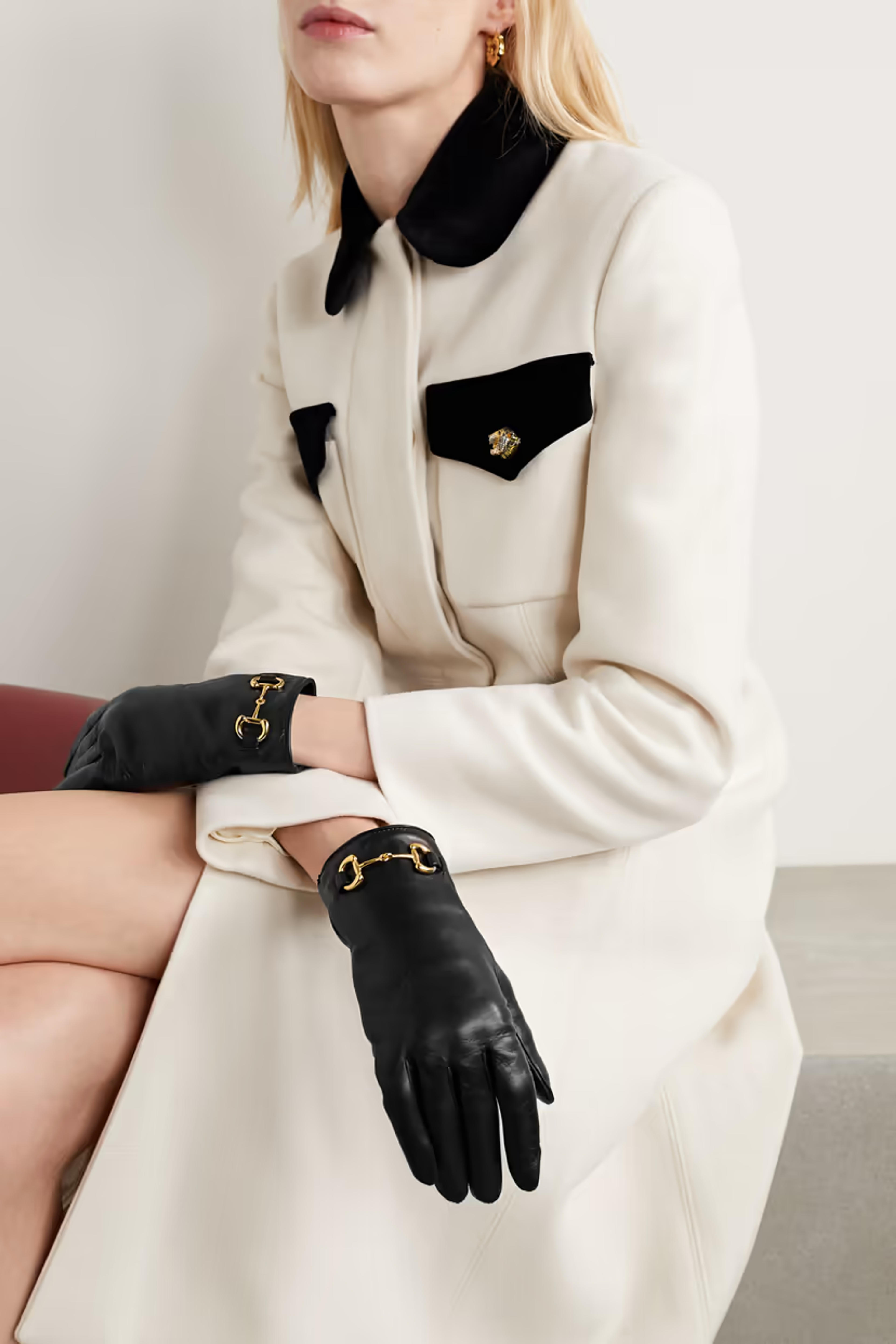 Black Horsebit-detailed leather gloves | GUCCI | NET-A-PORTER