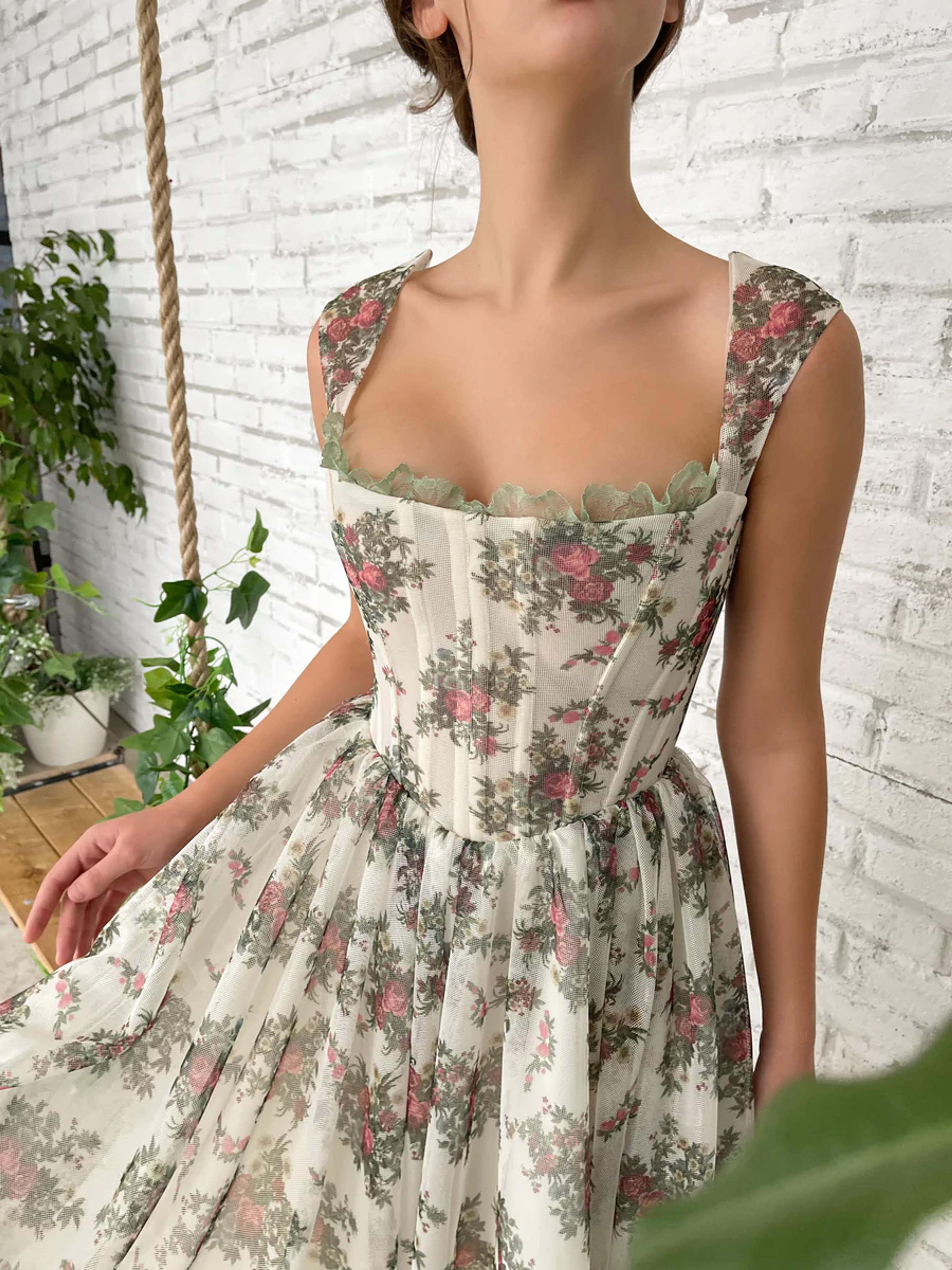 Flowery Filigree Corset Dress - Teuta Matoshi