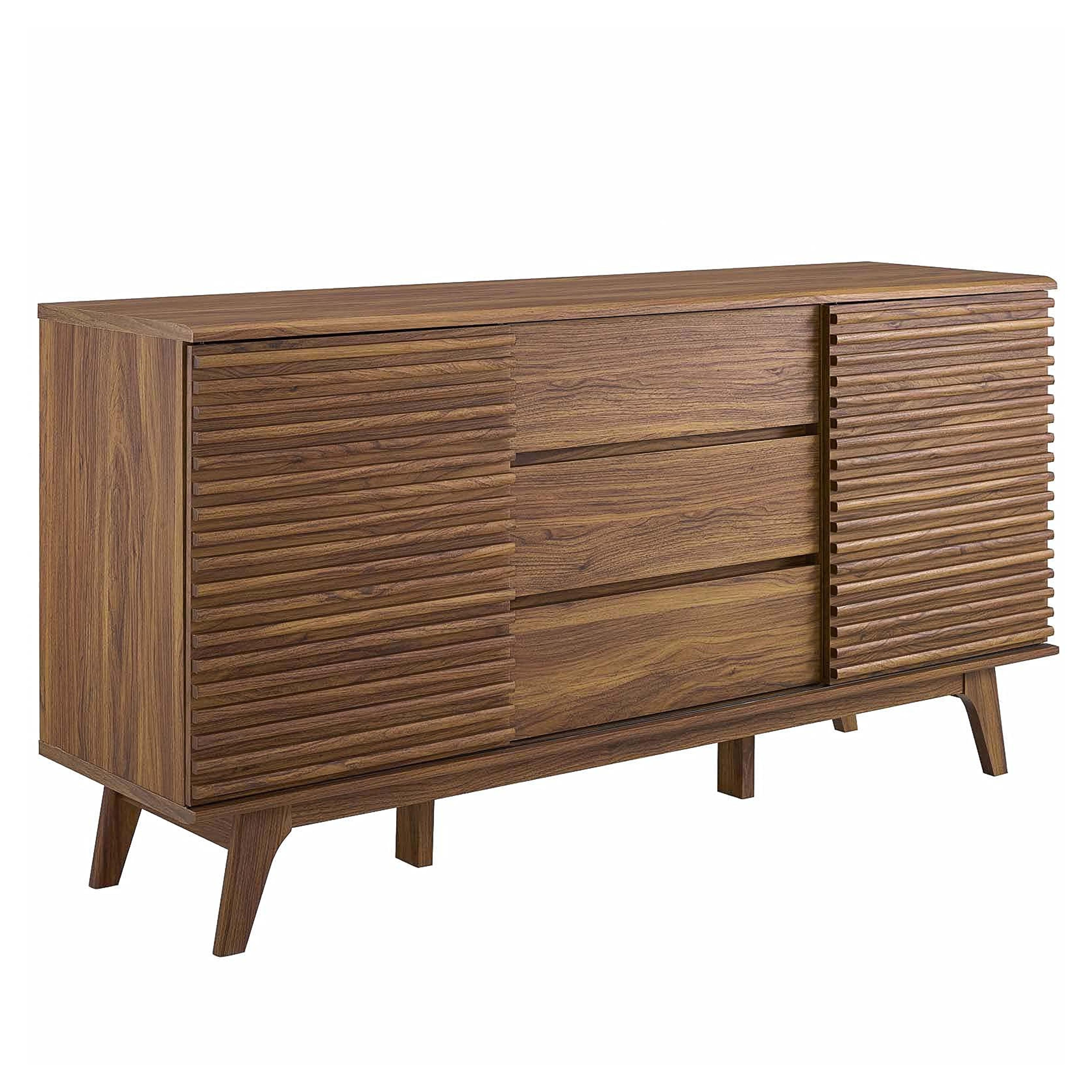 Modway Render 63" Mid-Century Modern Sideboard Buffet Table or TV Stand in Walnut