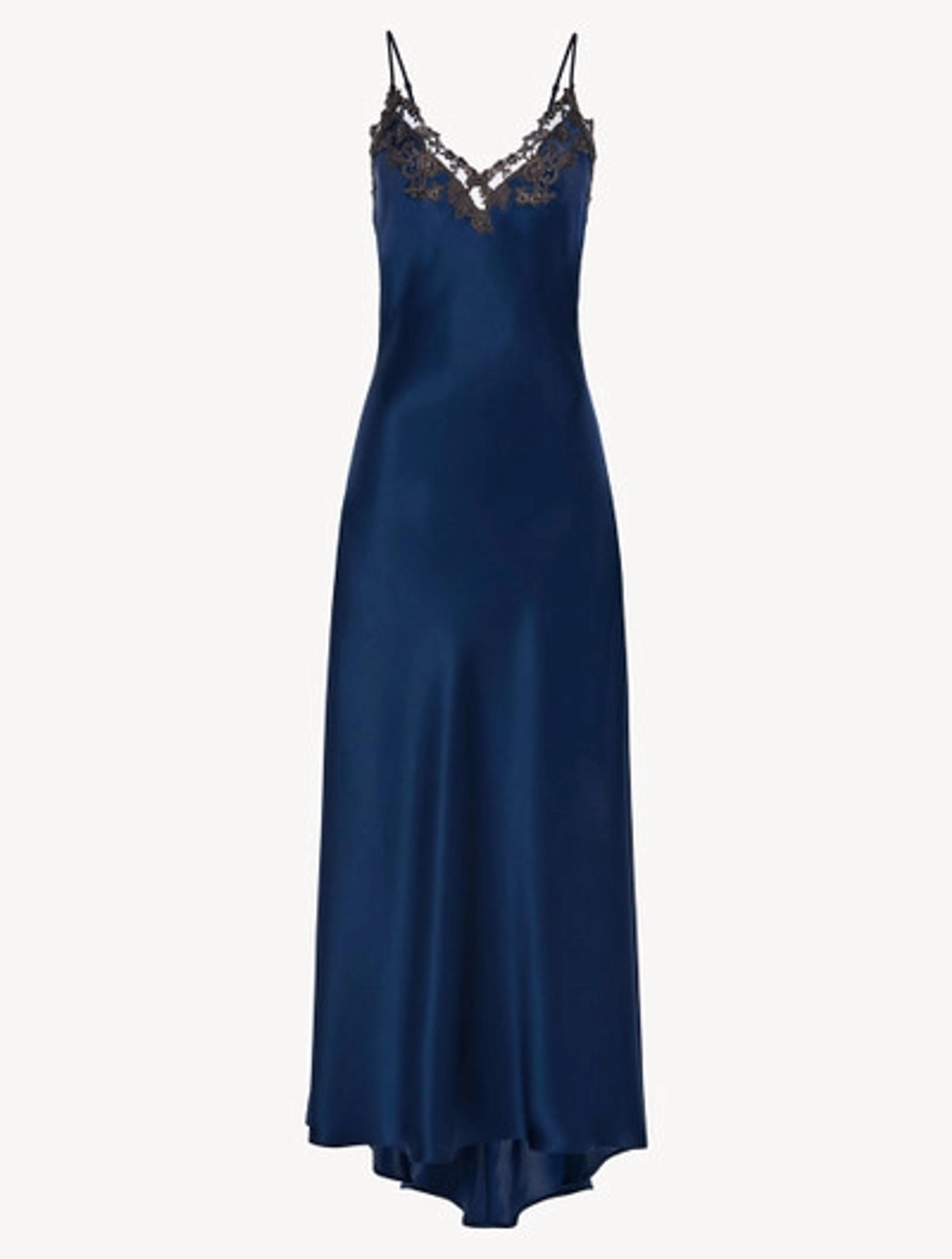 Long blue nightgown with frastaglio - La Perla - US