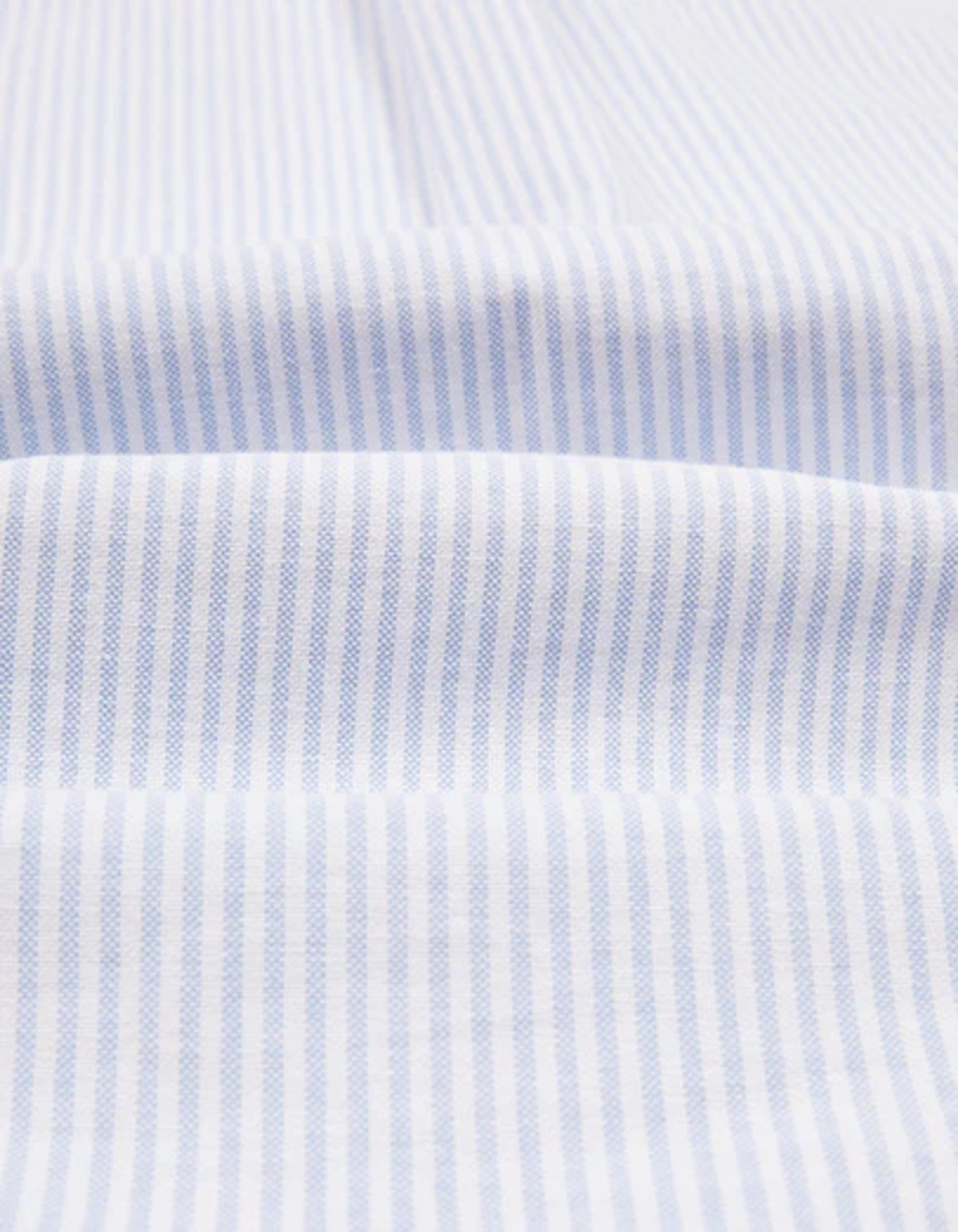 Light Blue Ticking Stripe Cotton Oxford Cloth Button-Down Shirt – Drakes