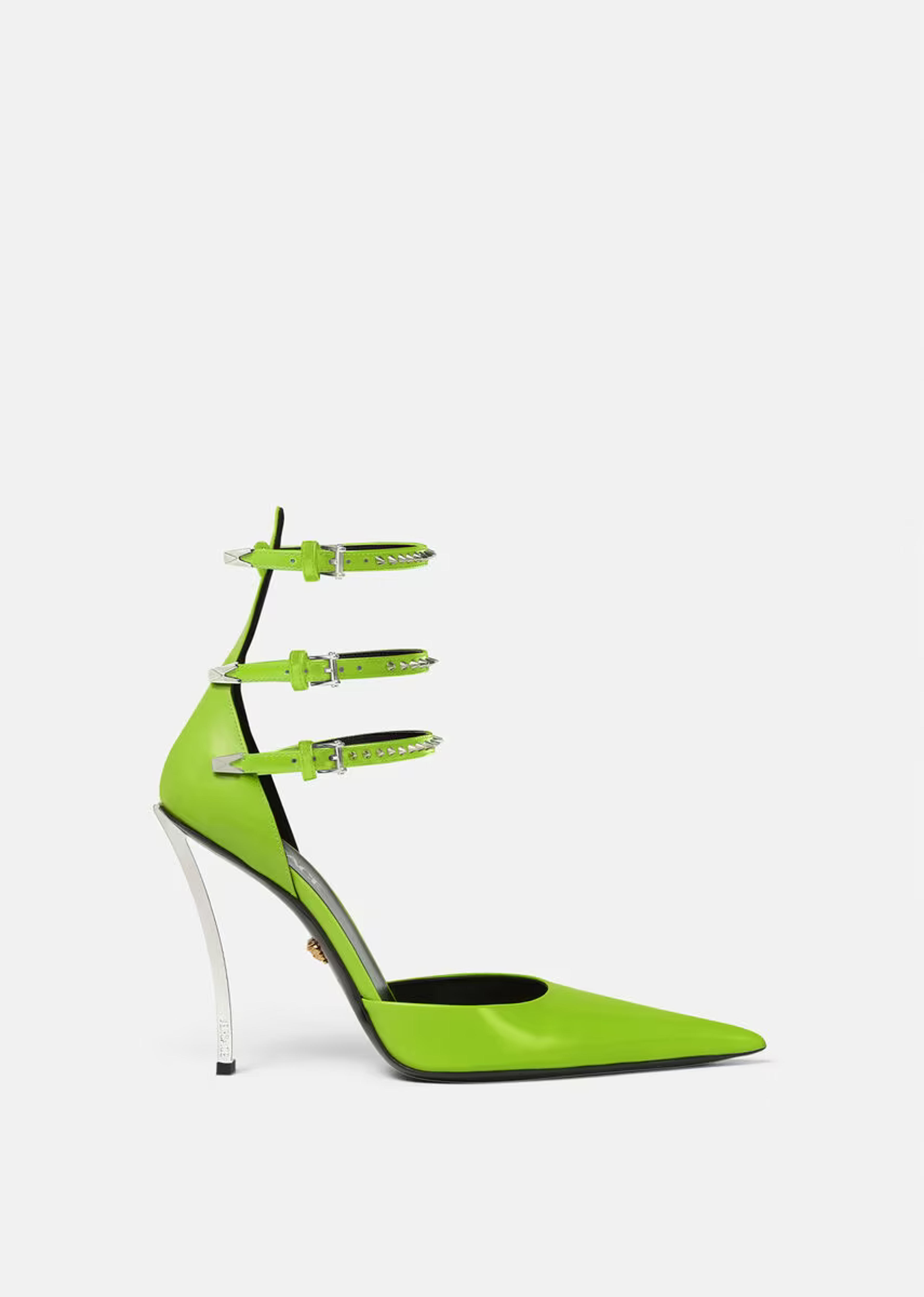 Versace Women's Spiked Pin-Point Pumps in Green | Versace US