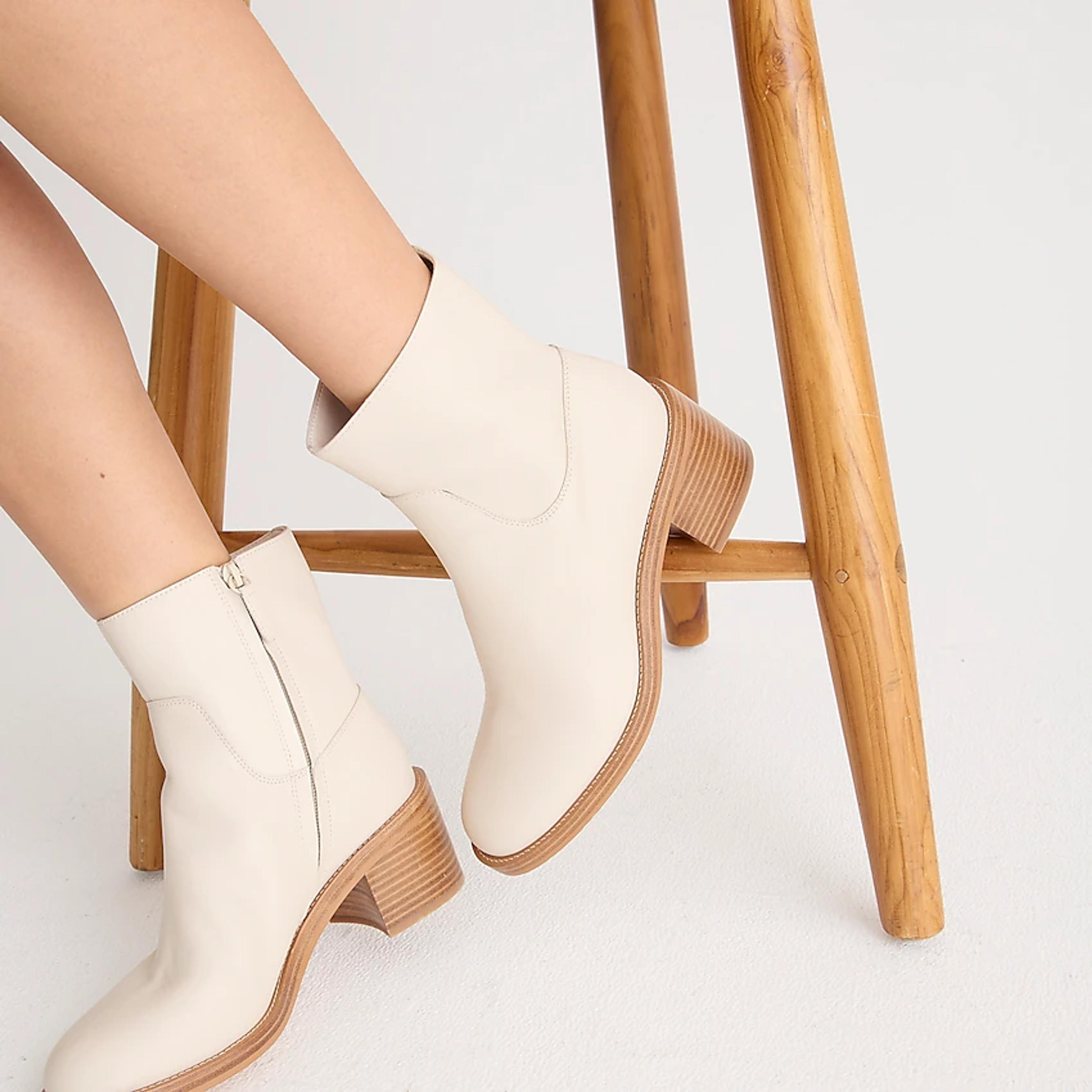 J.Crew: Stacked-heel Ankle Boots In Leather For Women