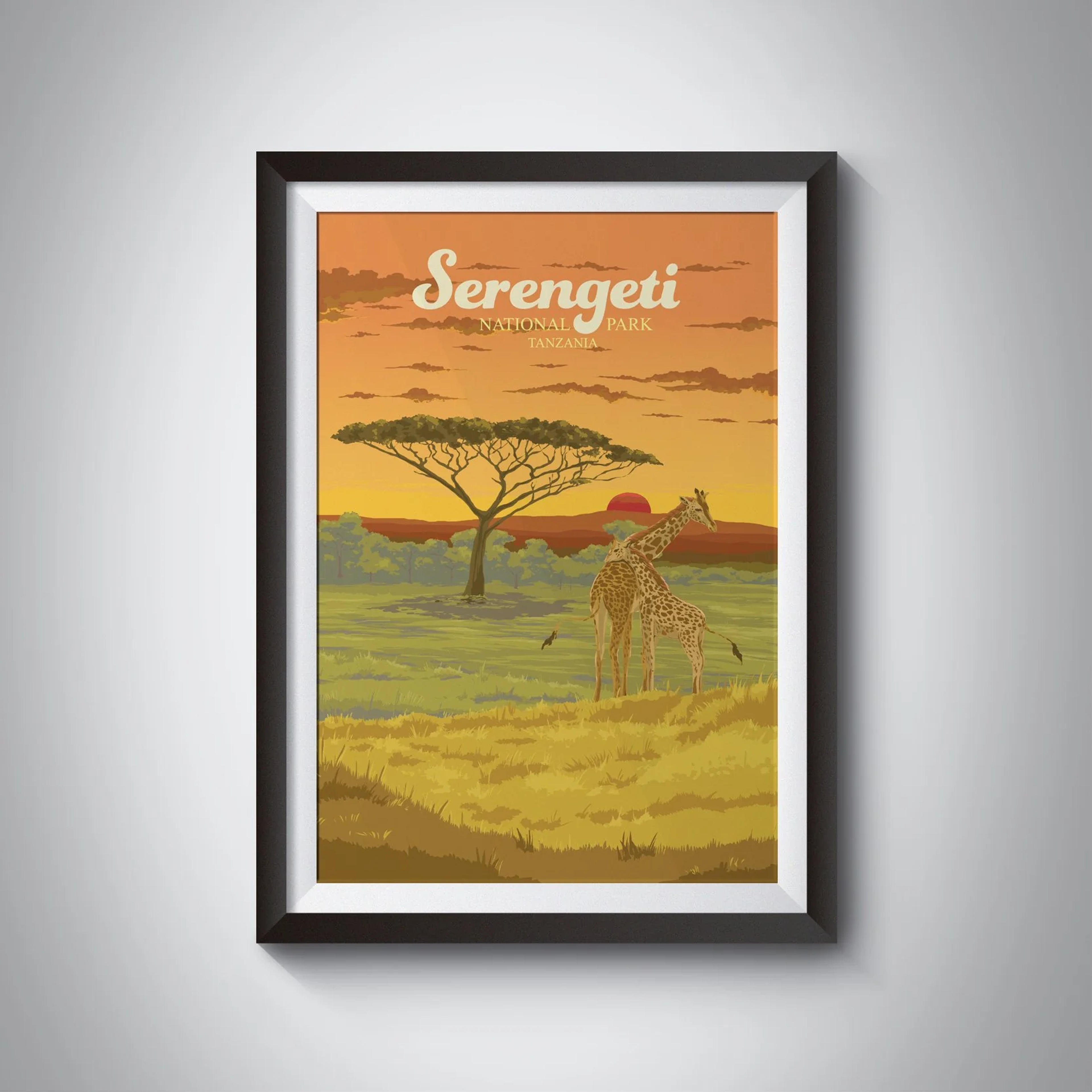 Serengeti National Park Tanzania Travel Poster – Bucket List Prints