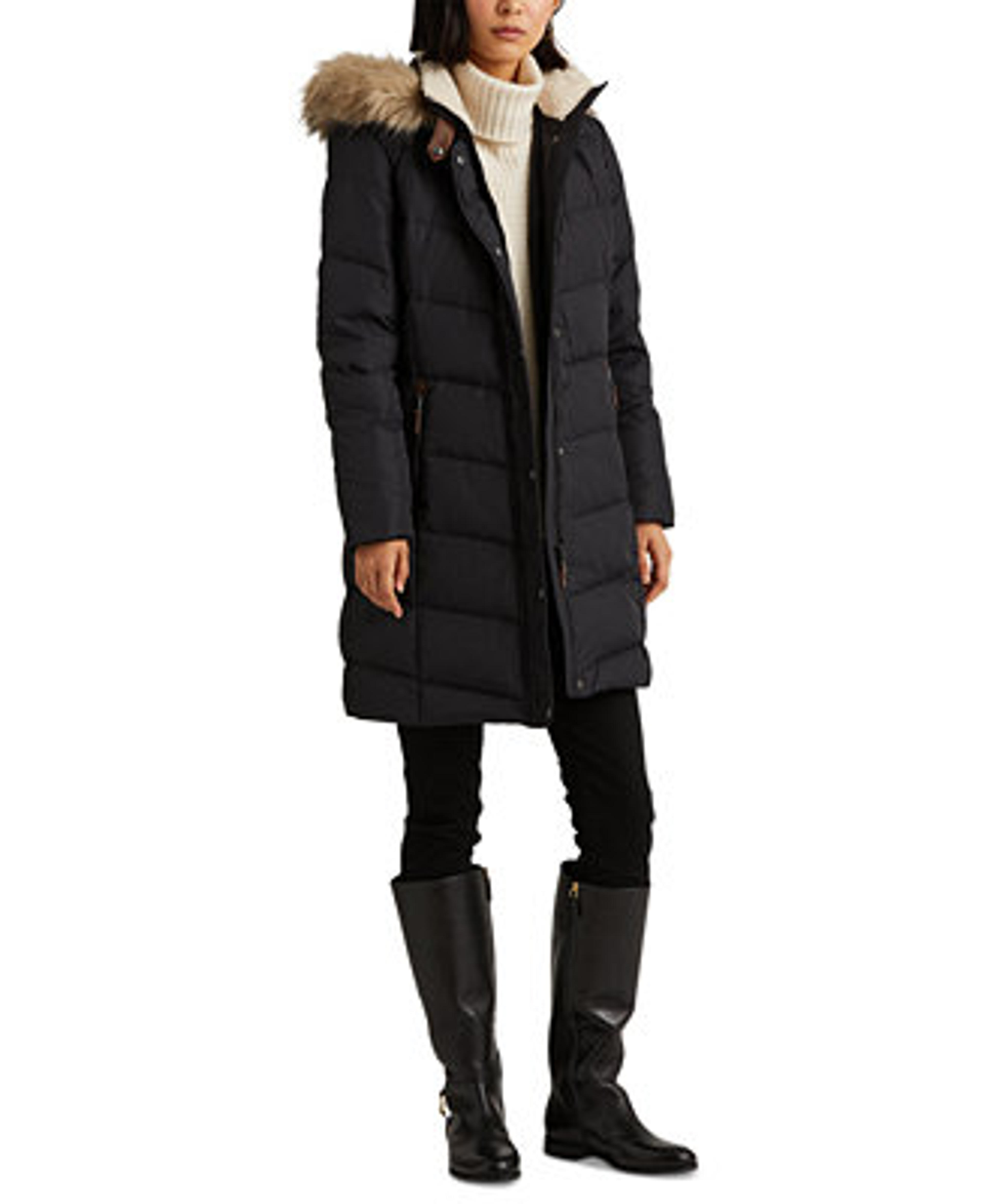 Lauren Ralph Lauren Women's Faux-Fur-Trim Hooded Down Puffer Coat, Created for Macy's & Reviews - Coats & Jackets - Women - Macy's