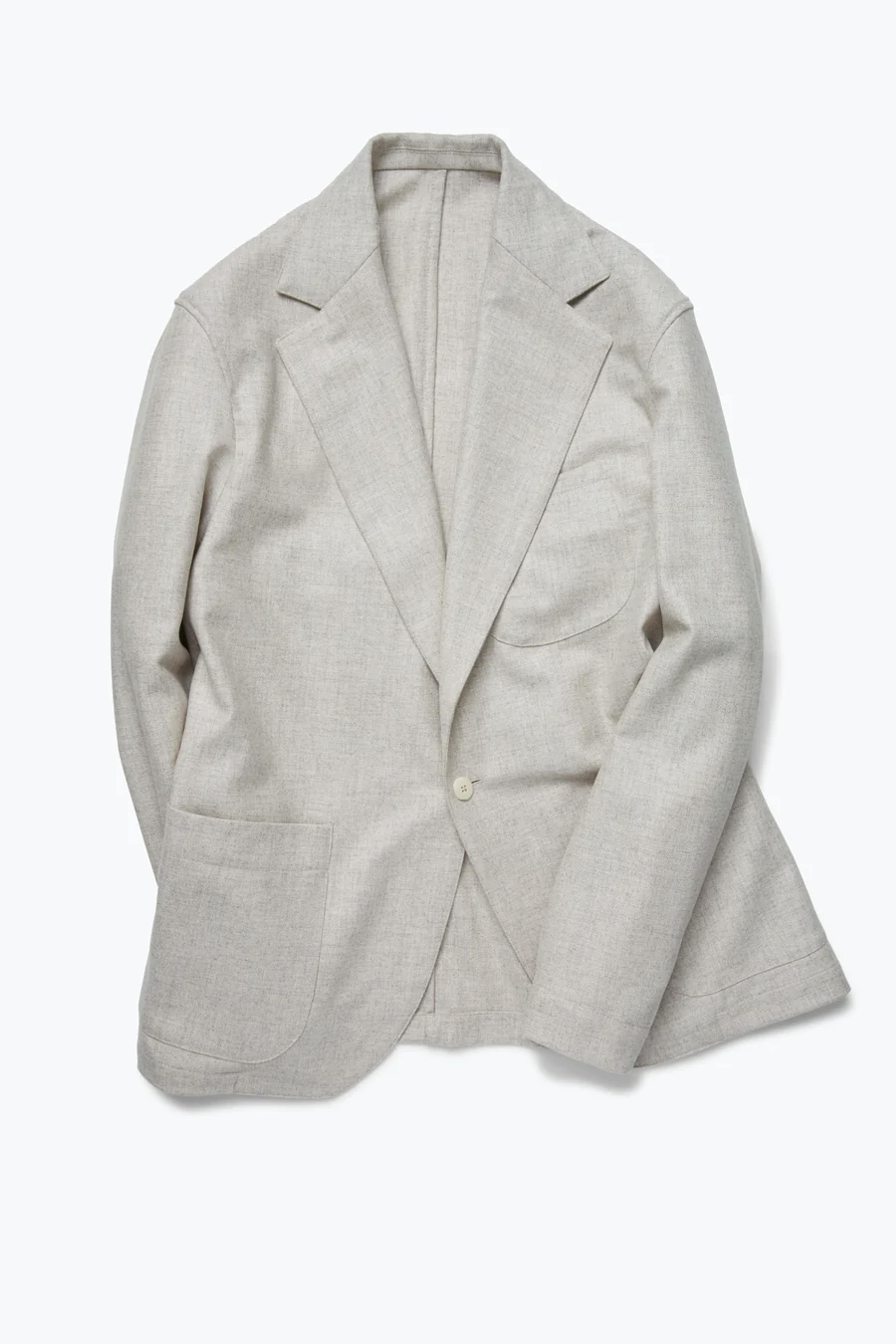 Single Breasted Shirt Jacket (Oat Panama Weave Wool) - Stoffa